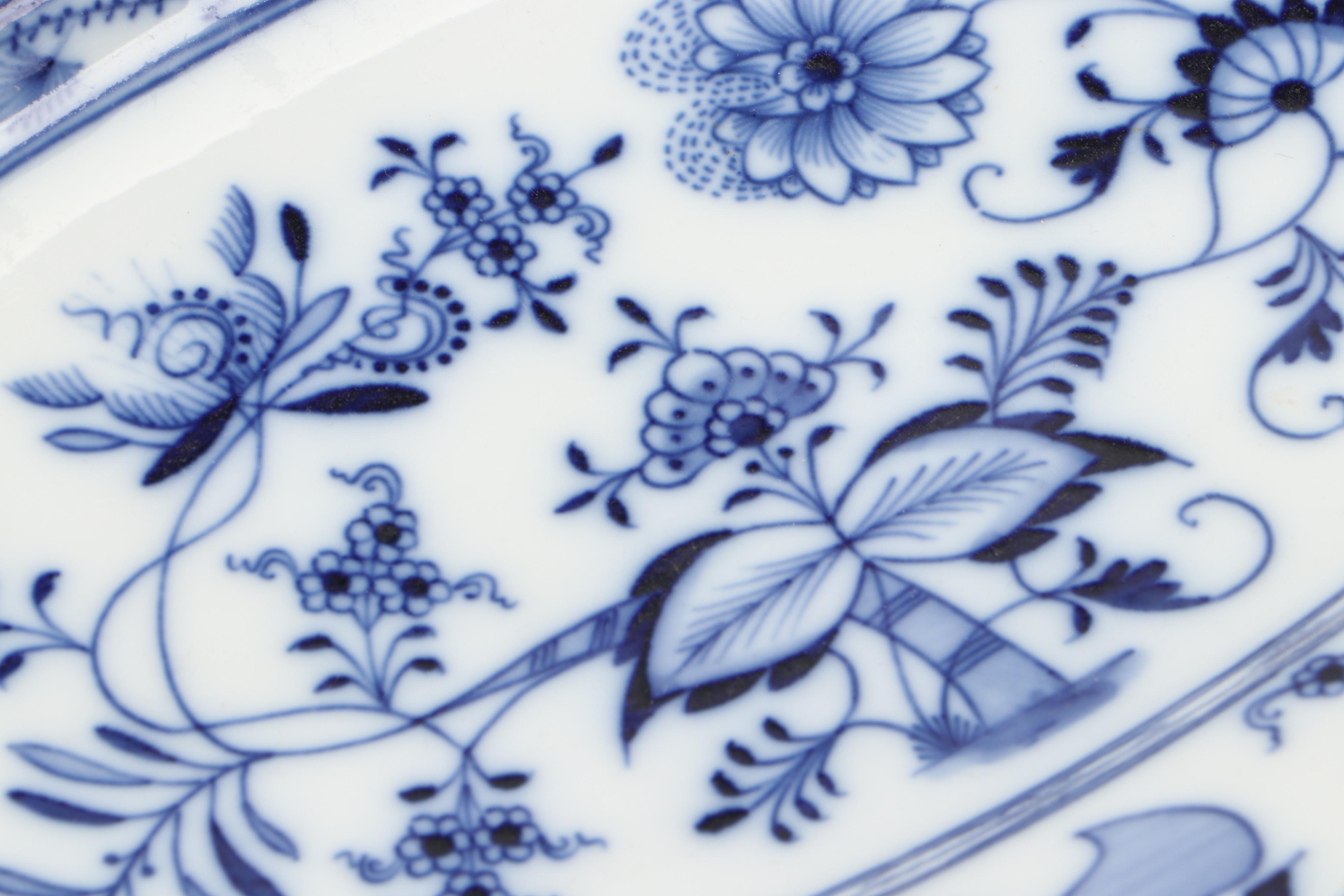 Meissen "Blue Onion" Porcelain Oval Handled Tray and More Oval Trays