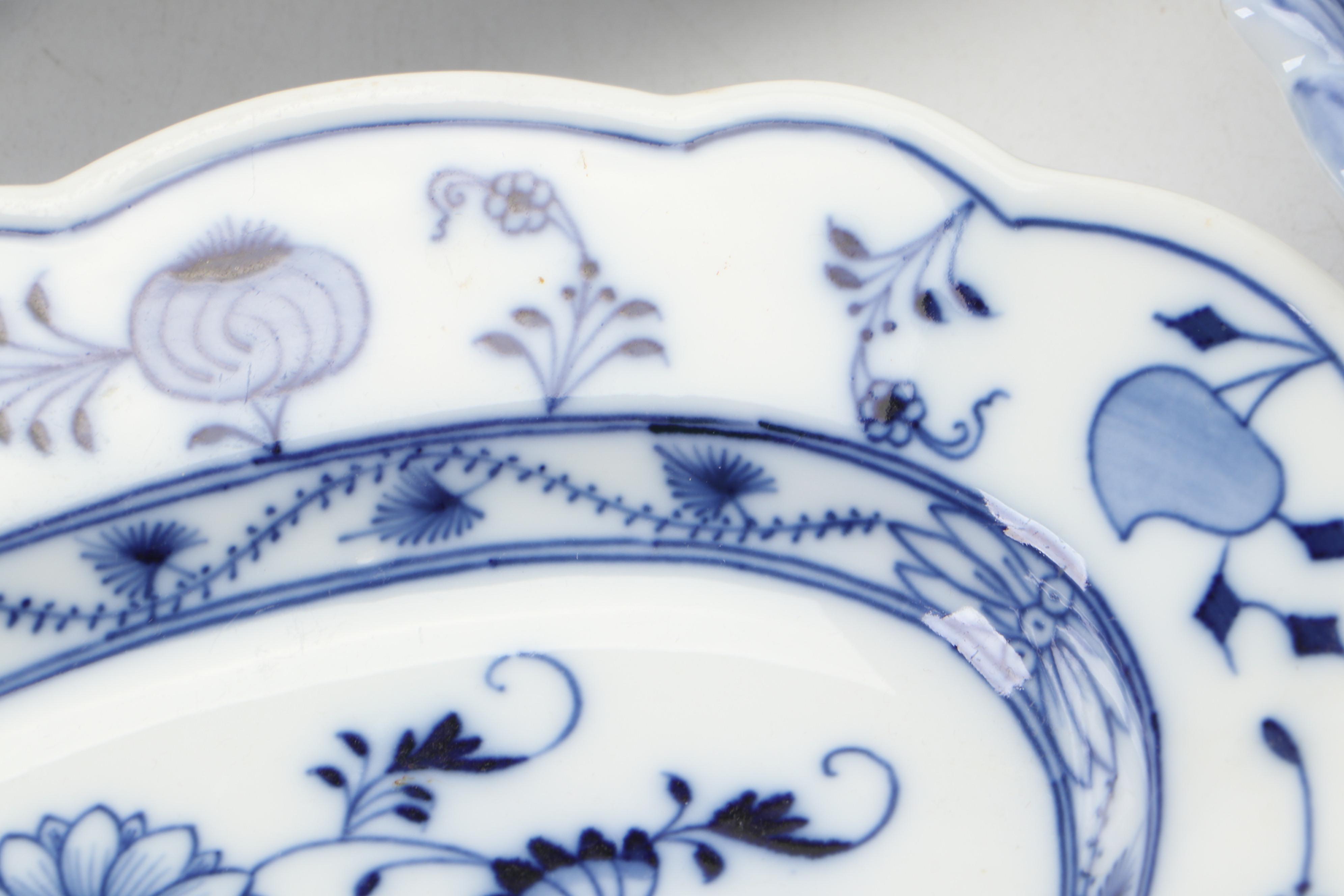 Meissen "Blue Onion" Porcelain Oval Handled Tray and More Oval Trays