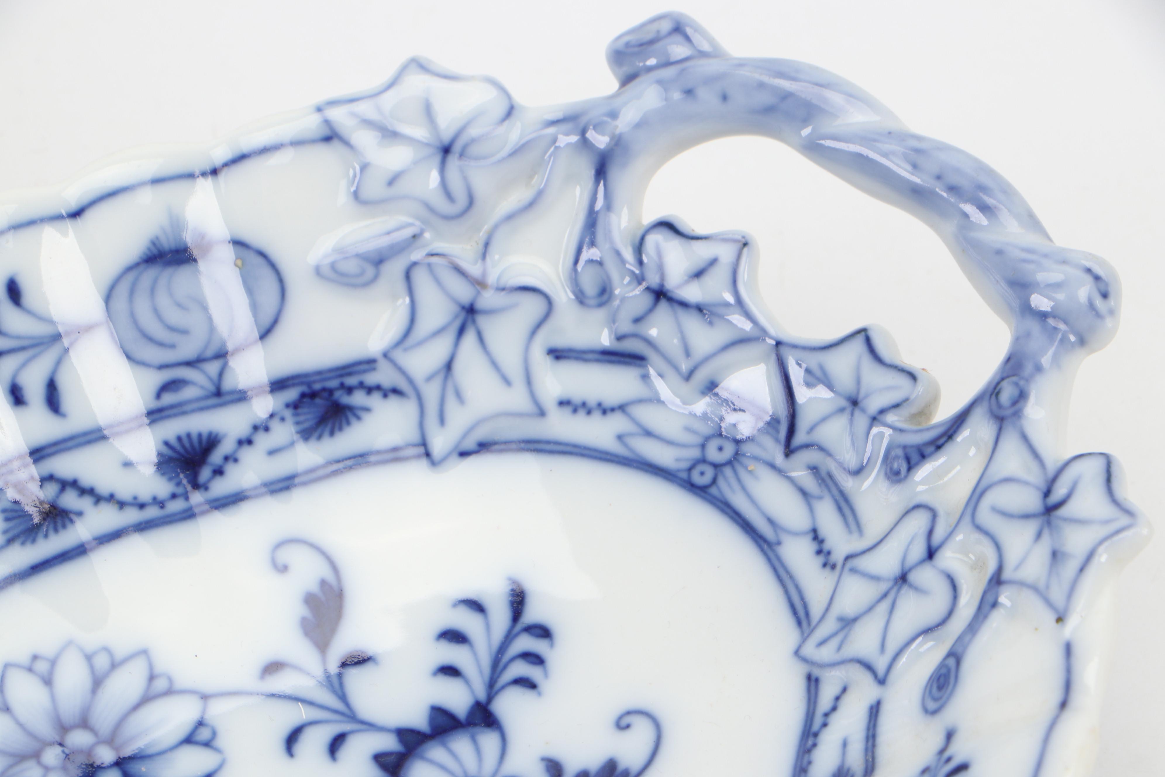 Meissen "Blue Onion" Porcelain Oval Handled Tray and More Oval Trays