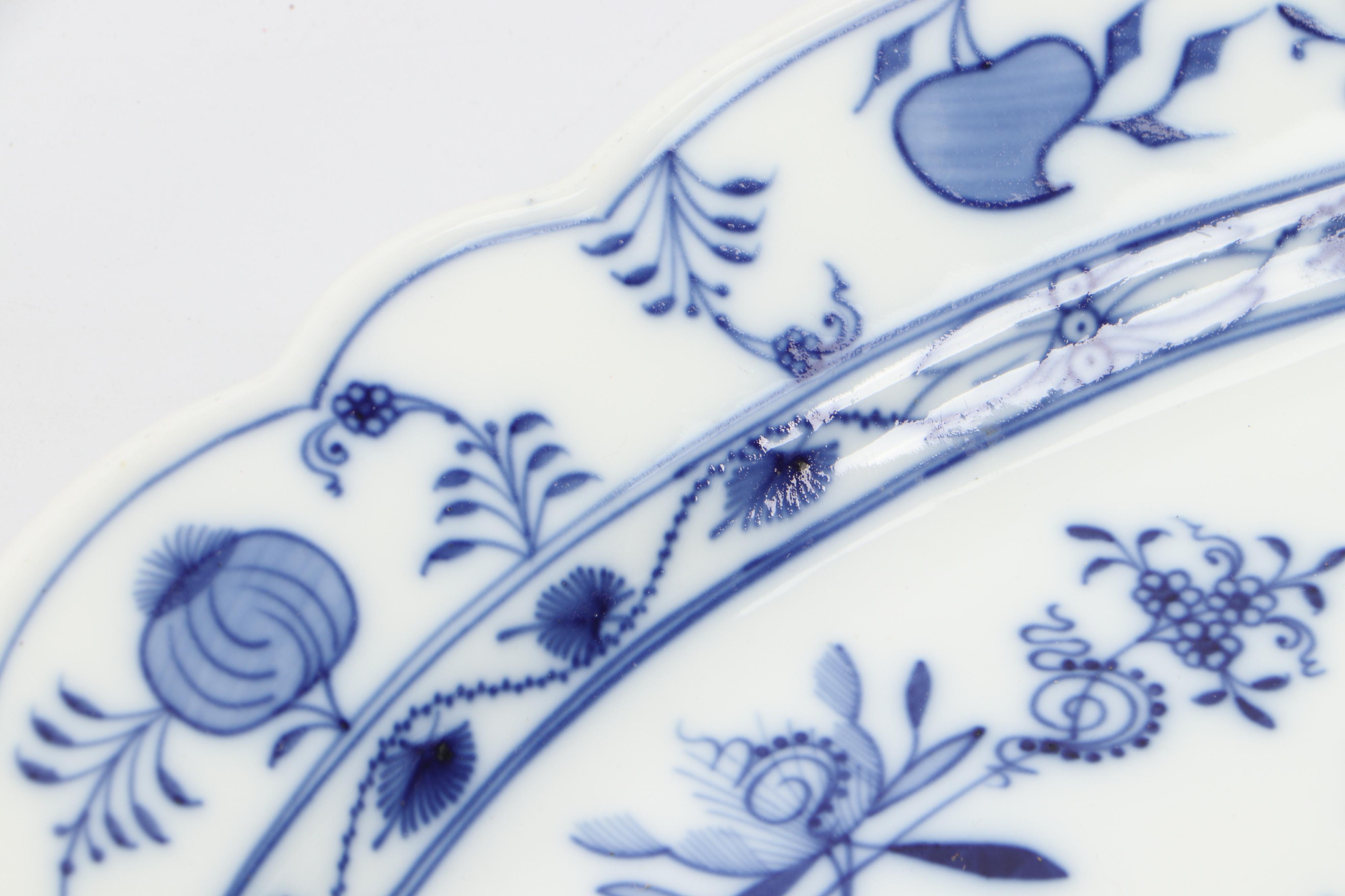 Meissen "Blue Onion" Porcelain Oval Handled Tray and More Oval Trays