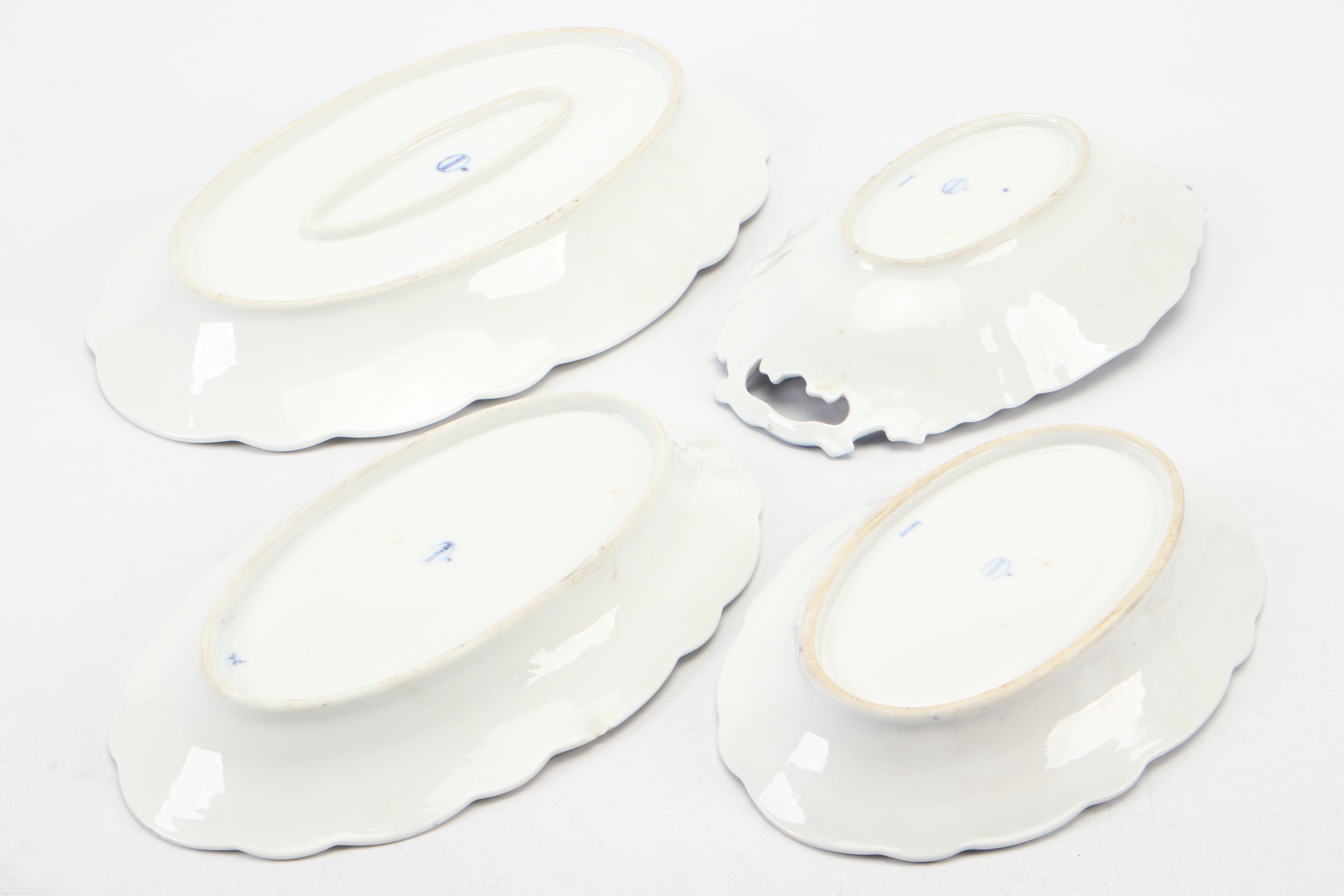 Meissen "Blue Onion" Porcelain Oval Handled Tray and More Oval Trays