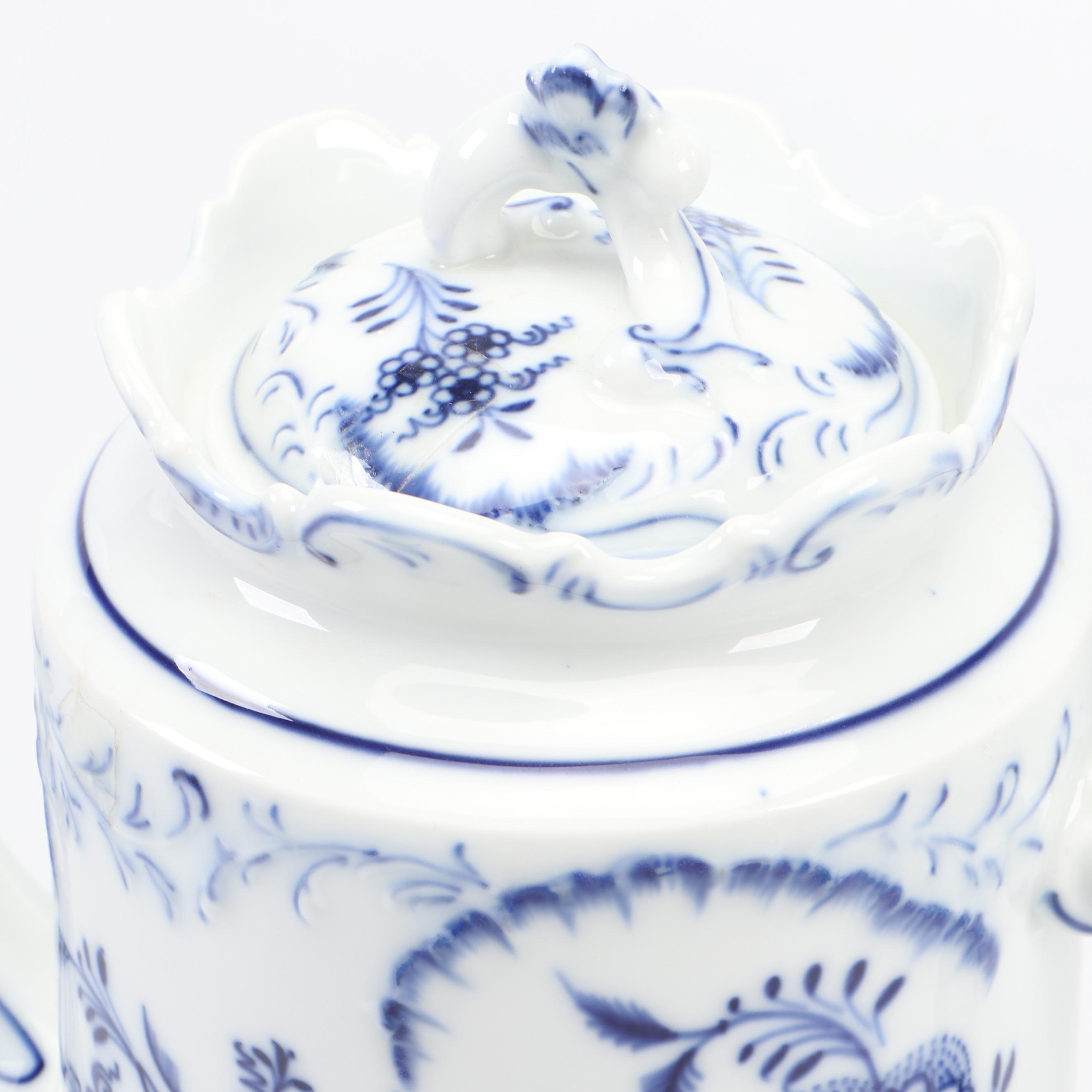 Meissen "Blue Onion" Porcelain Teapot with German Porcelain Creamer and More