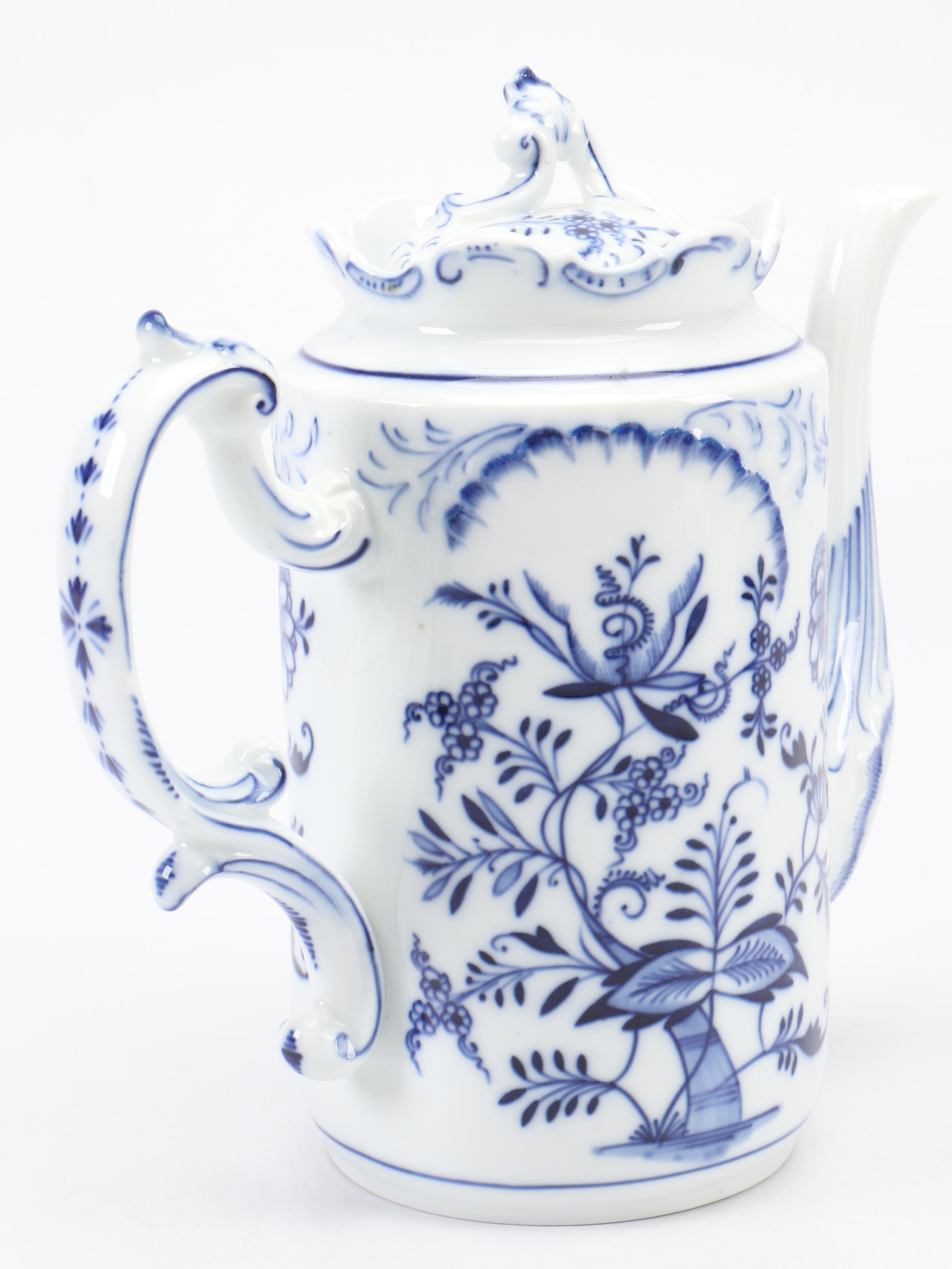 Meissen "Blue Onion" Porcelain Teapot with German Porcelain Creamer and More