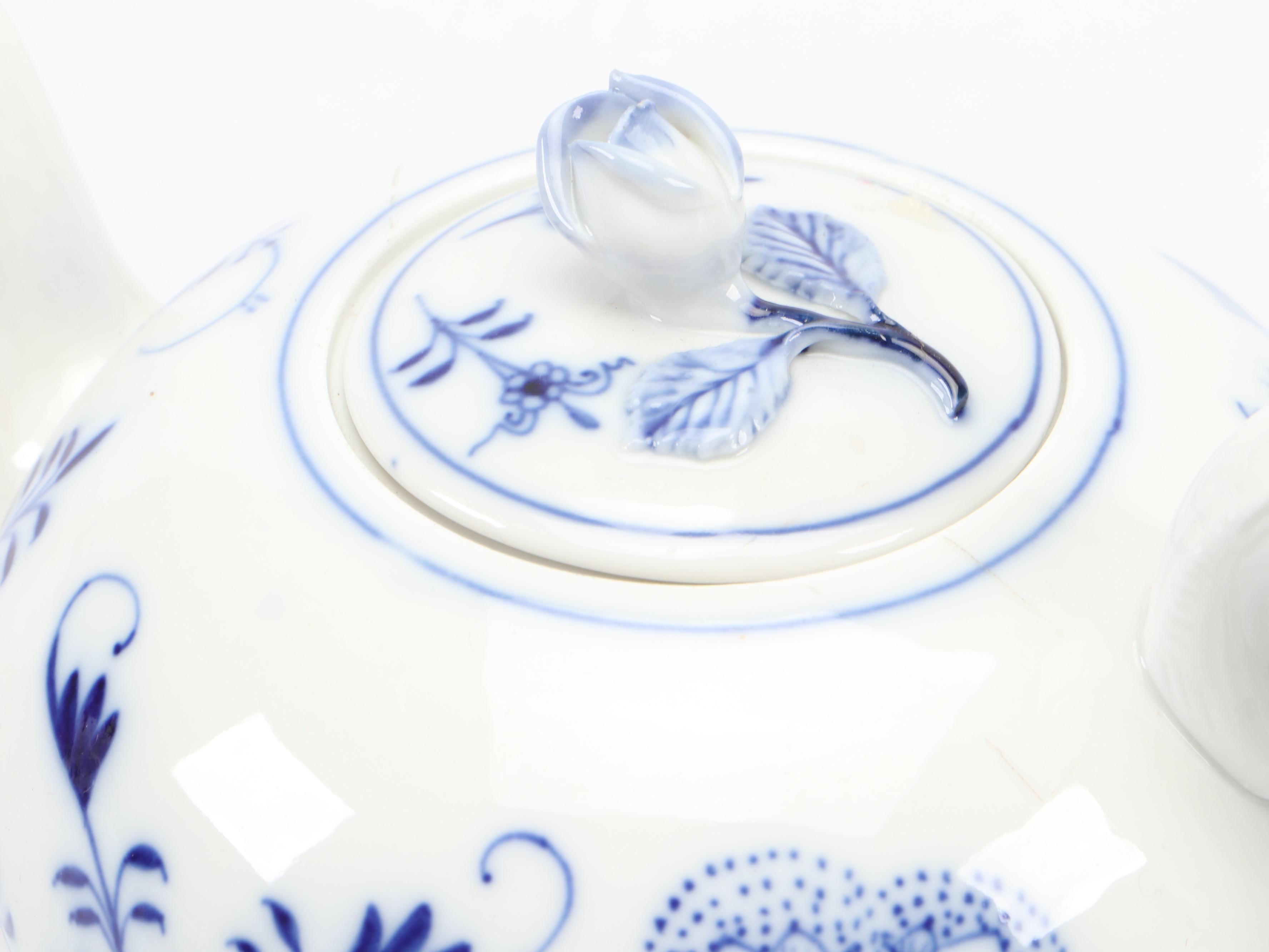 Meissen "Blue Onion" Porcelain Teapot with German Porcelain Creamer and More
