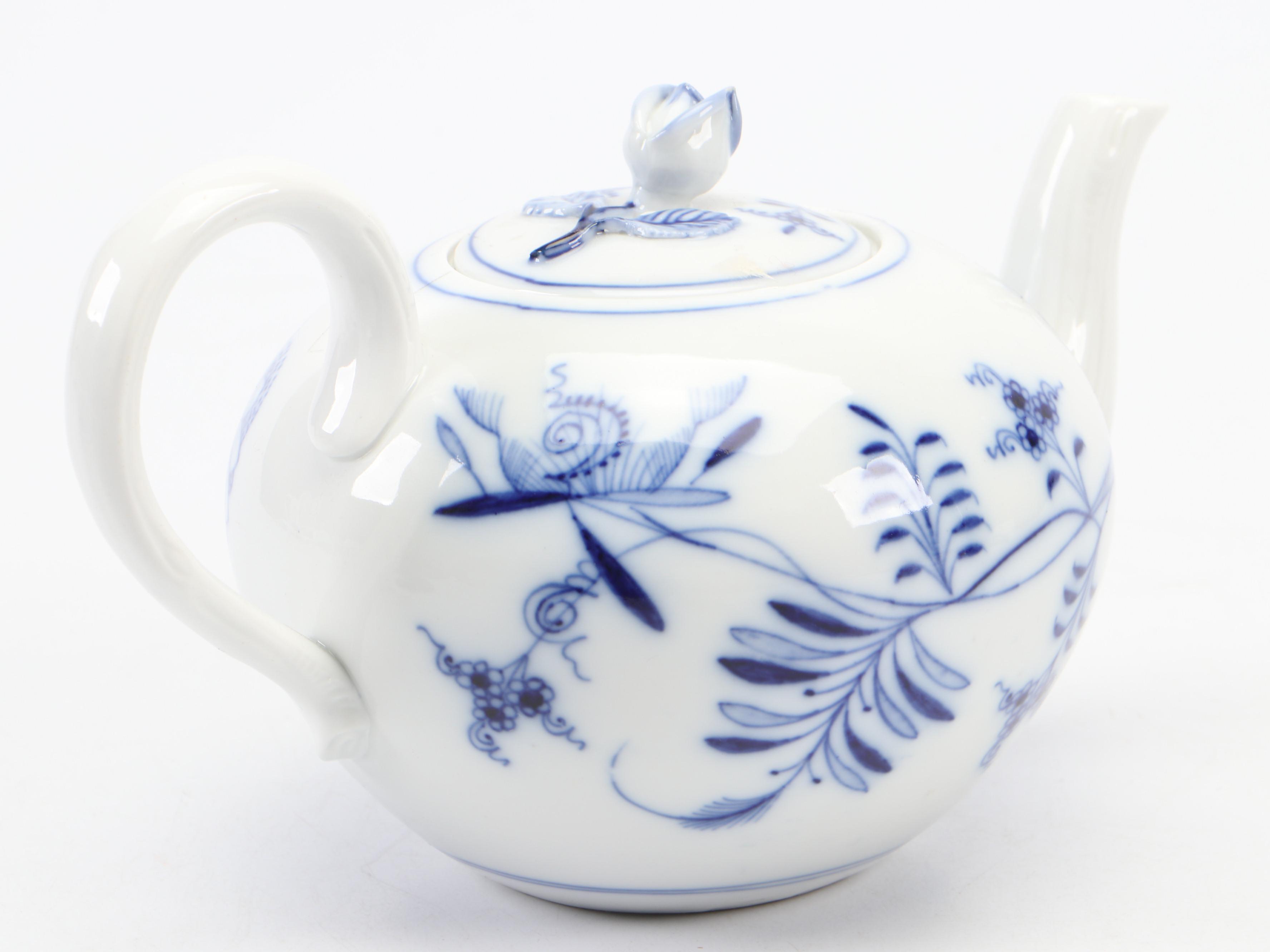 Meissen "Blue Onion" Porcelain Teapot with German Porcelain Creamer and More