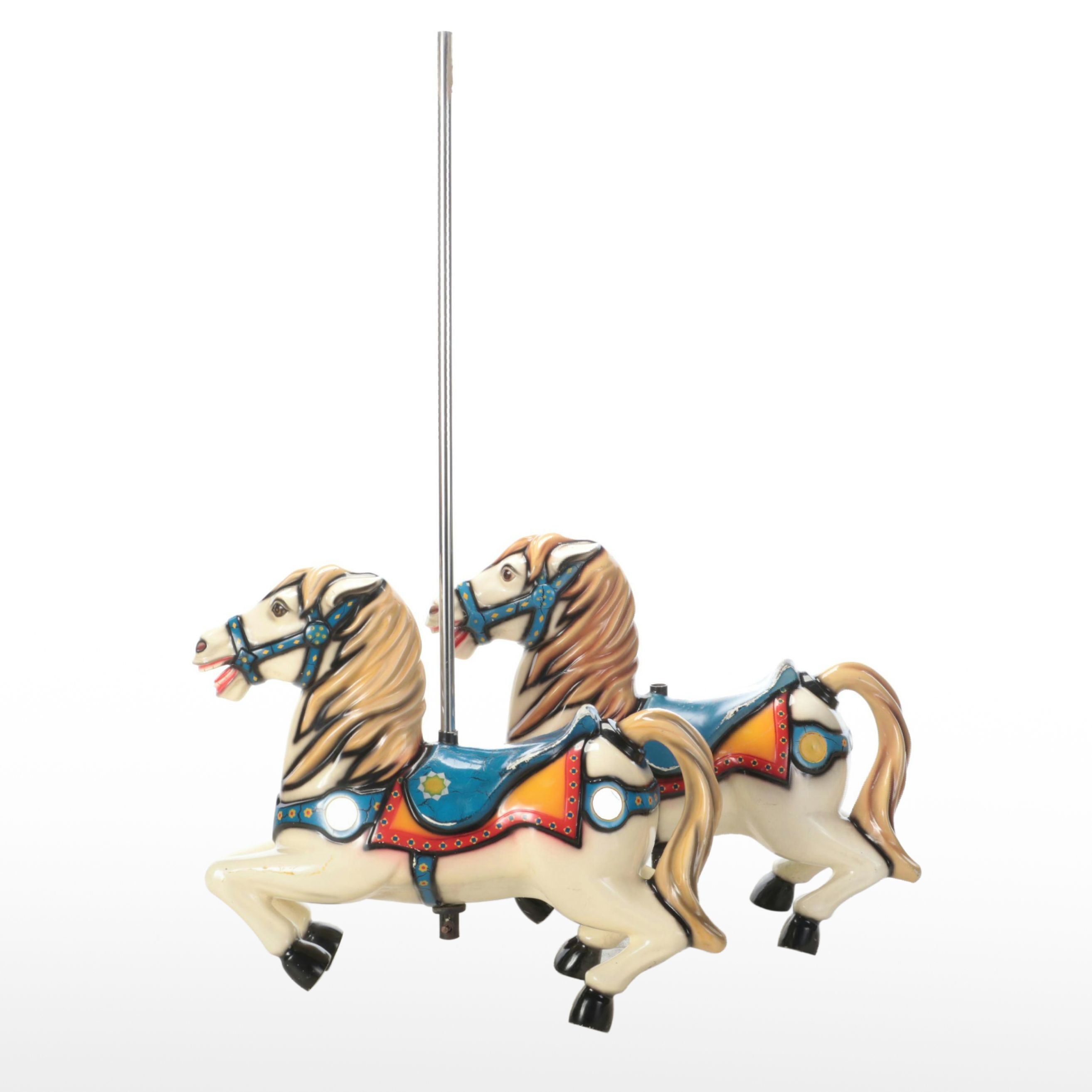Pair of Polychrome Plastic Carousel Horses, Mid to Late 20th Century EBTH