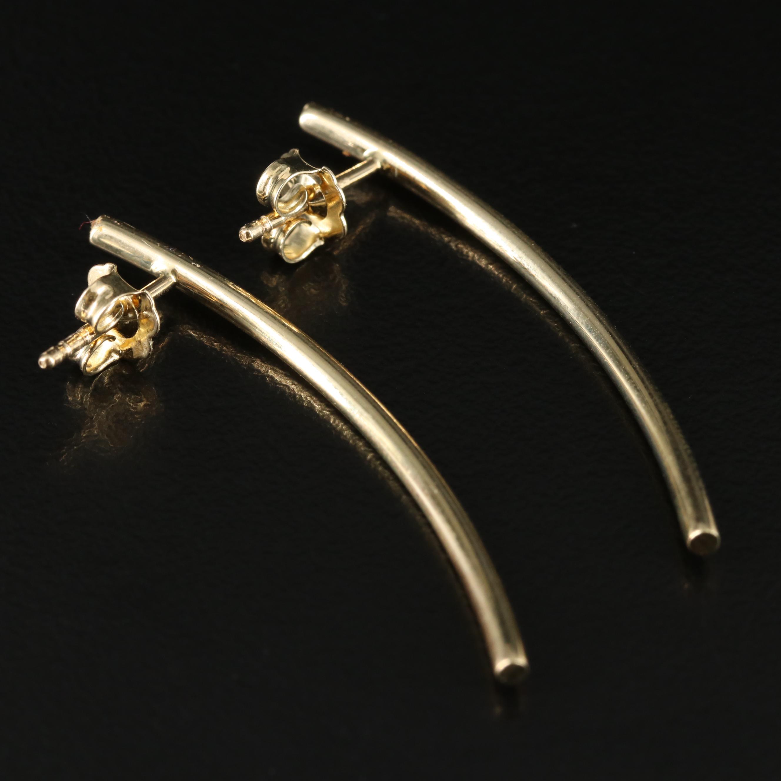 14K Curved Bar Earrings