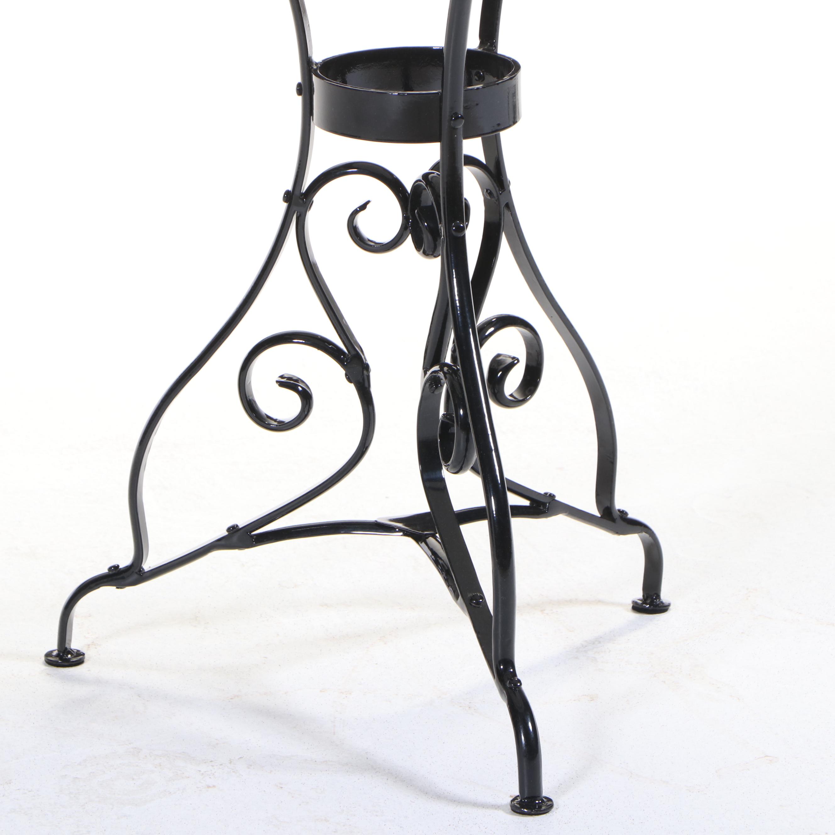 White Marble Top Wrought Iron Bistro Table