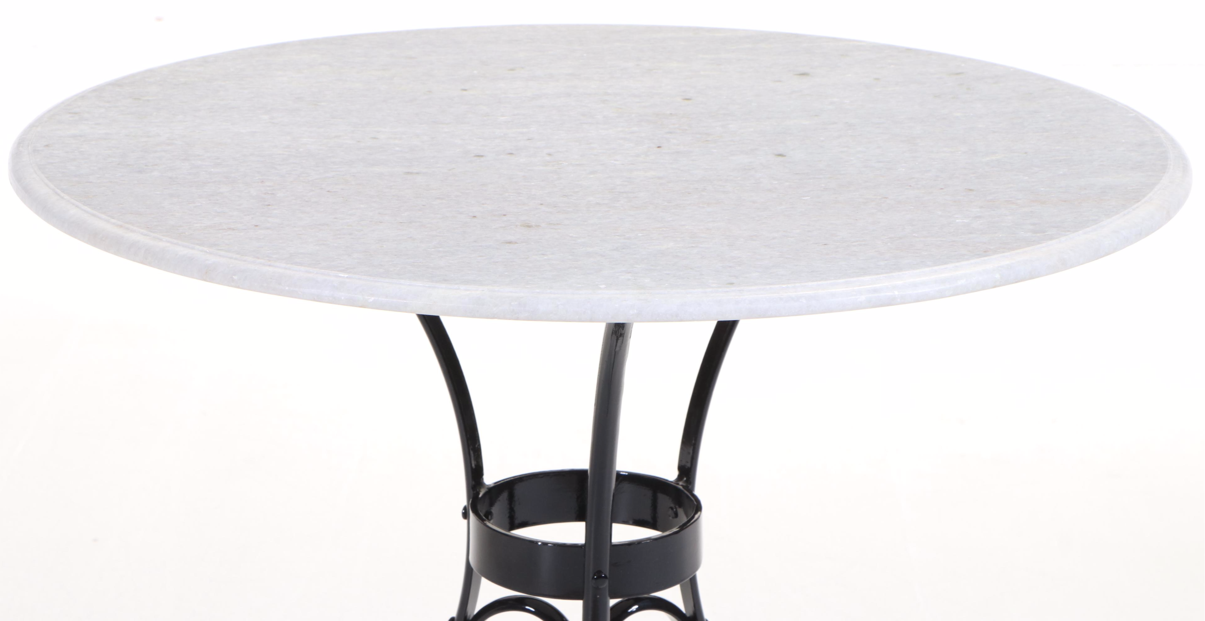 White Marble Top Wrought Iron Bistro Table