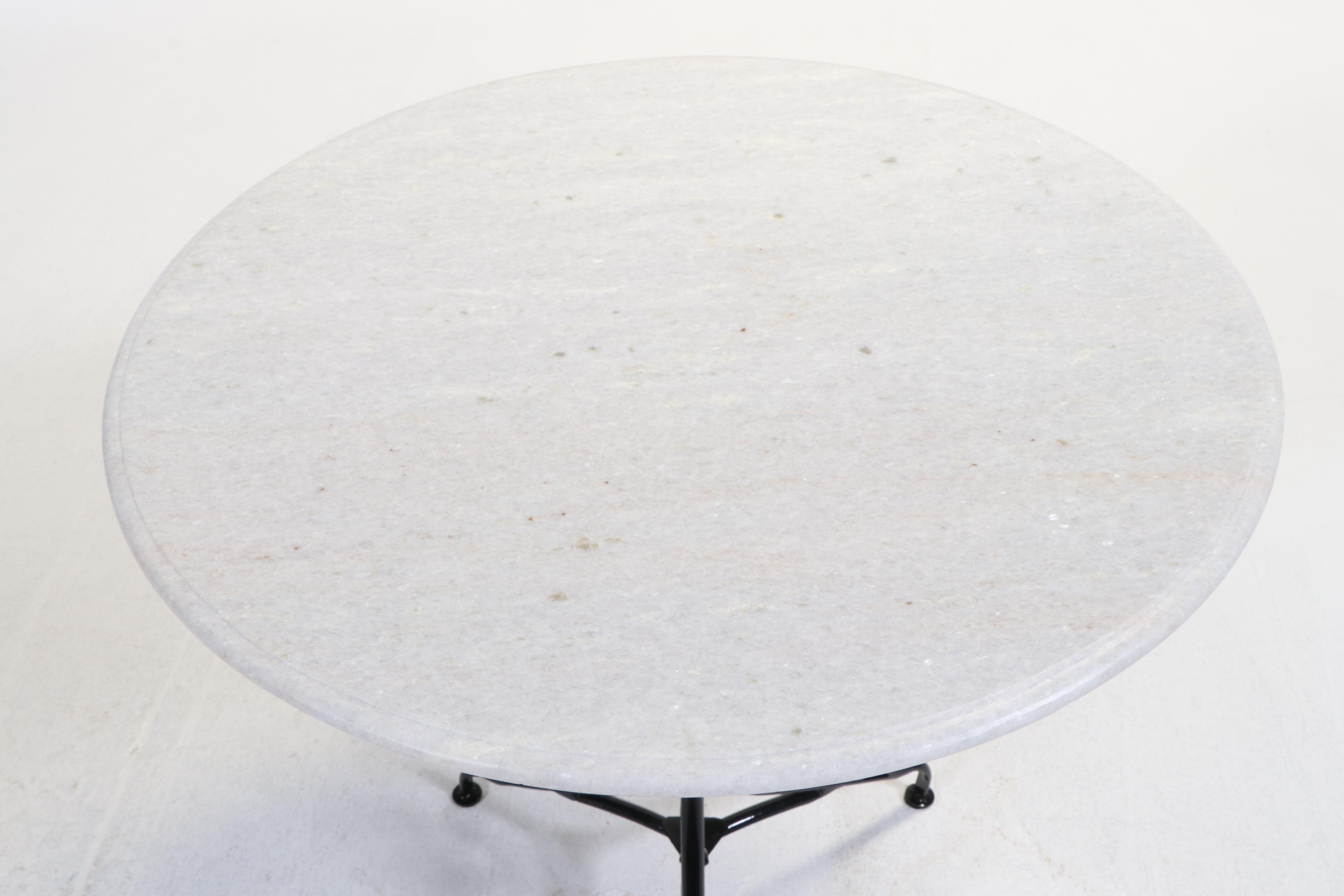 White Marble Top Wrought Iron Bistro Table