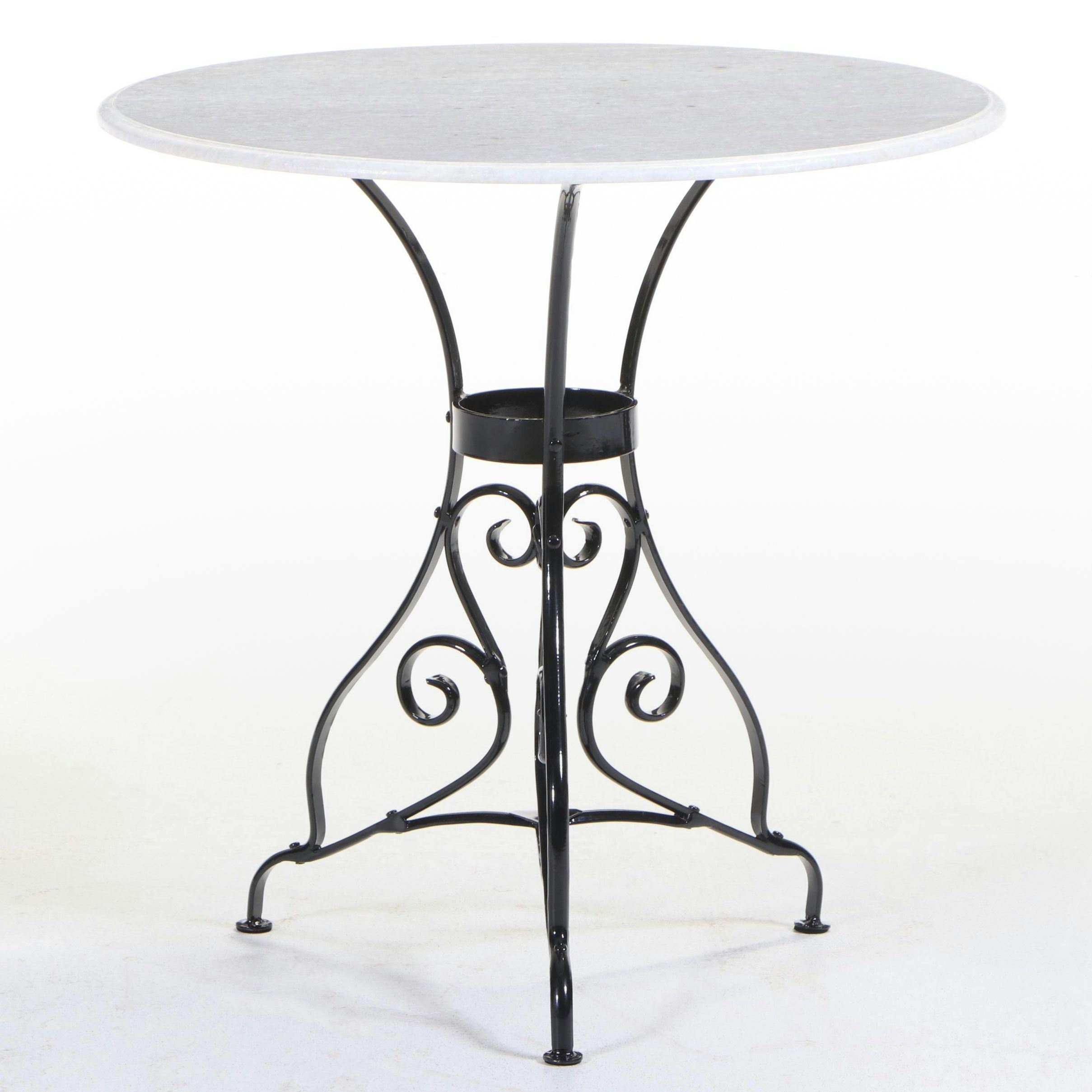 White Marble Top Wrought Iron Bistro Table