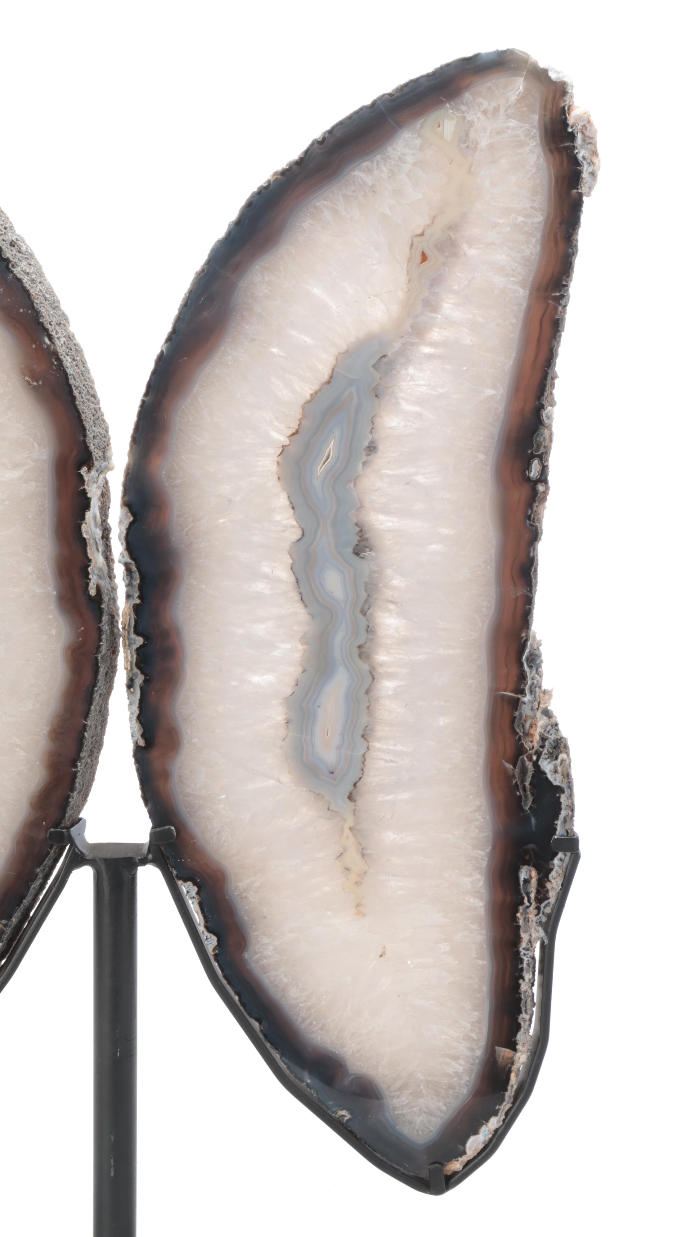 Pair of Book-Matched Geode Slabs on Stand