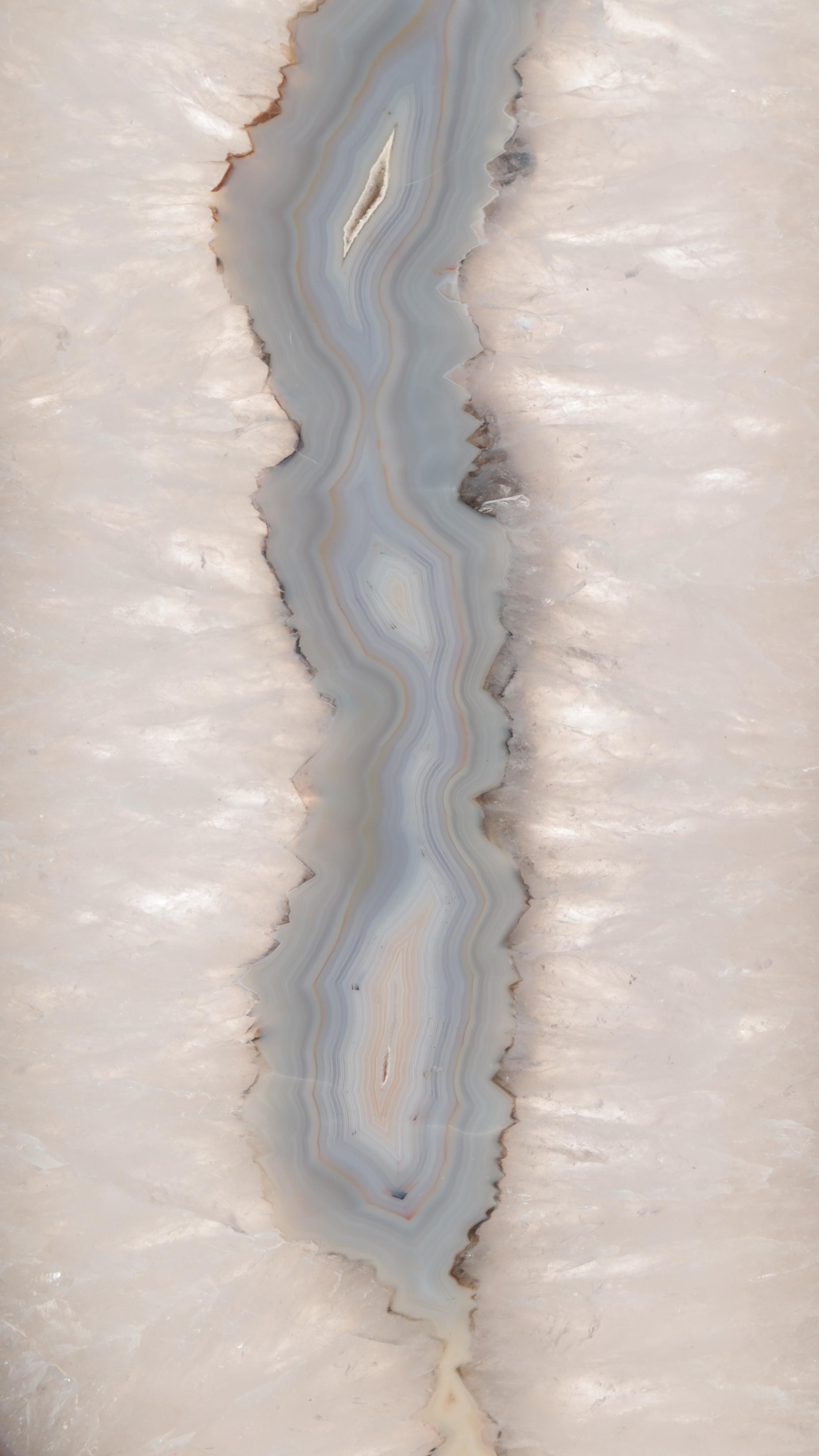 Pair of Book-Matched Geode Slabs on Stand