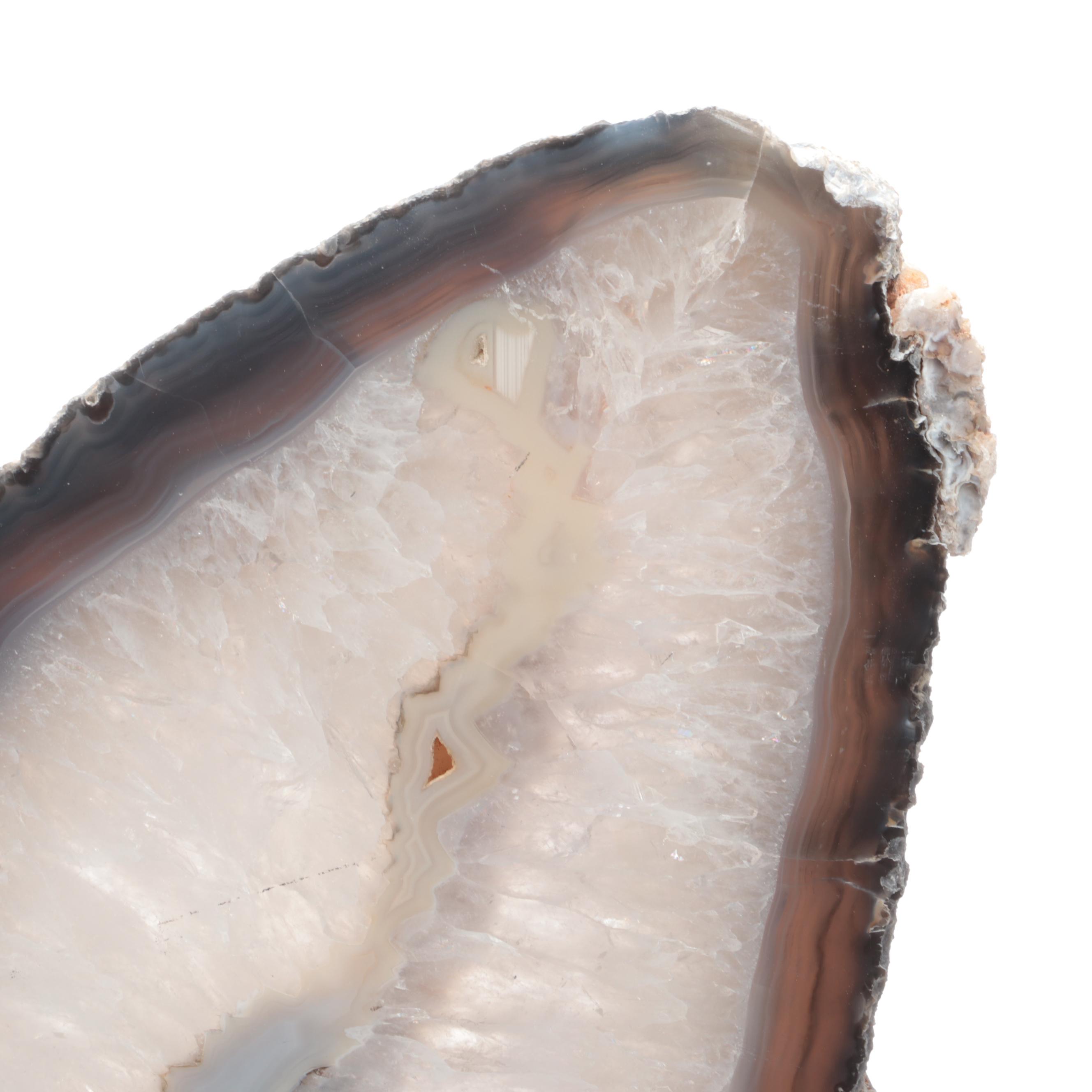Pair of Book-Matched Geode Slabs on Stand