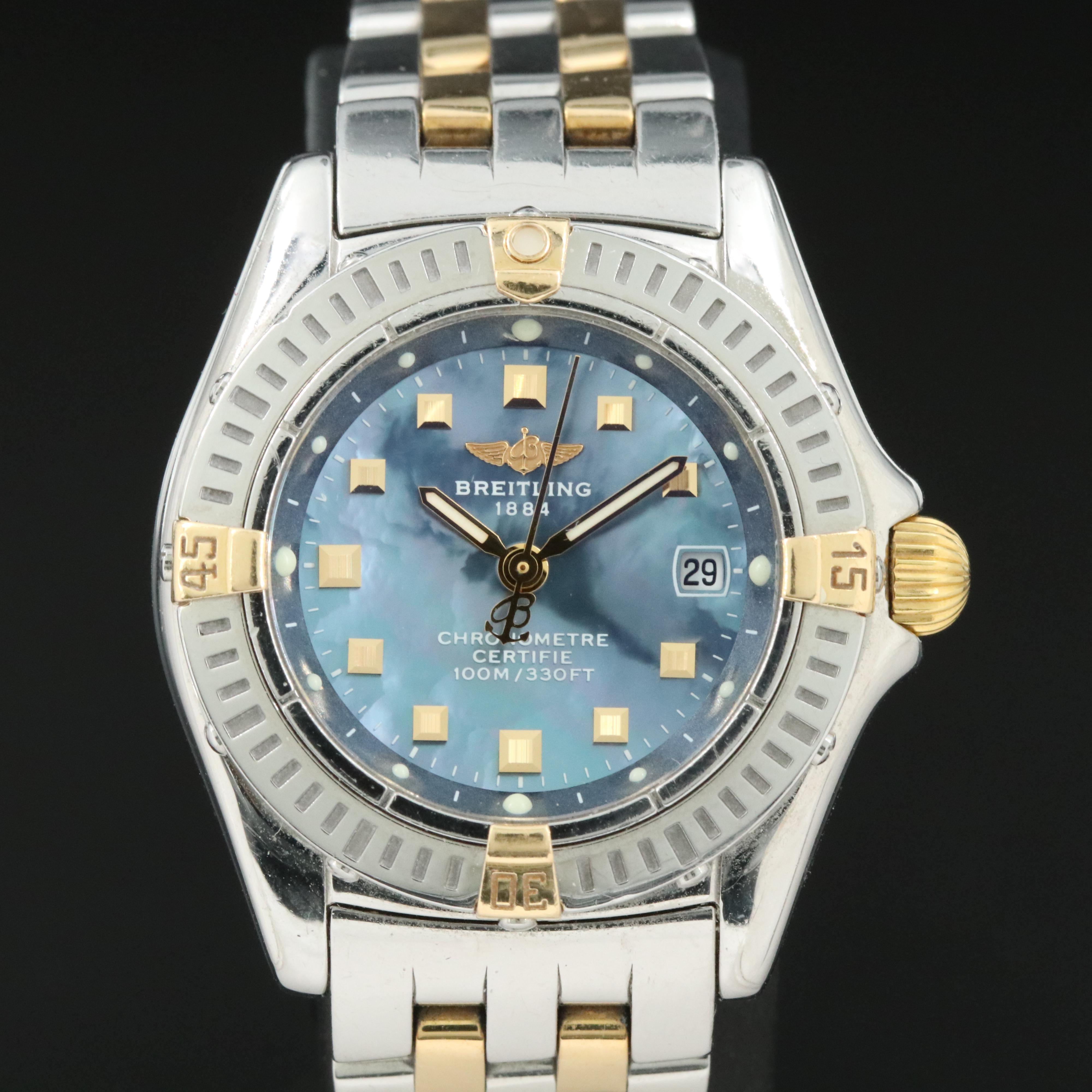 Breitling Callistino Blue Mother-of-Pearl Dial with Gold Indices Watch