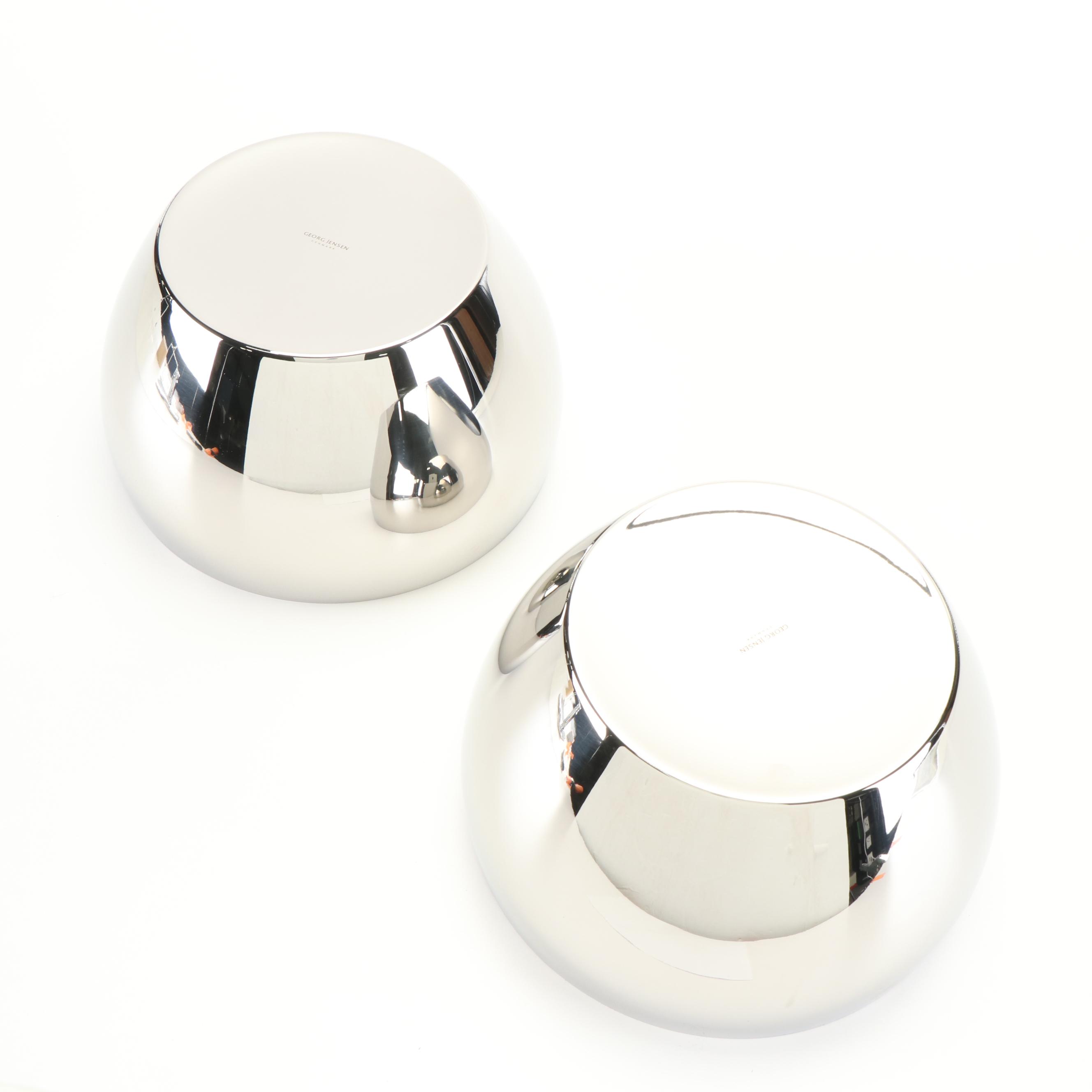 Georg Jensen Stainless Steel Serving Bowls, Knife Set, and Cheese Knives