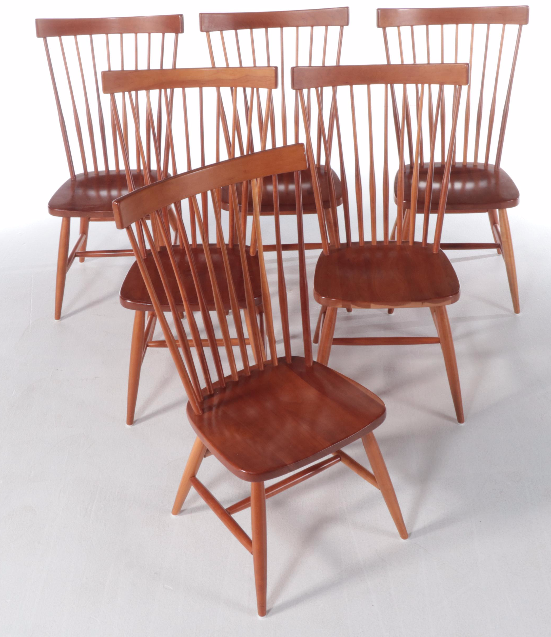 American Colonial Style Cherrywood Extension Dining Table and Six Chairs