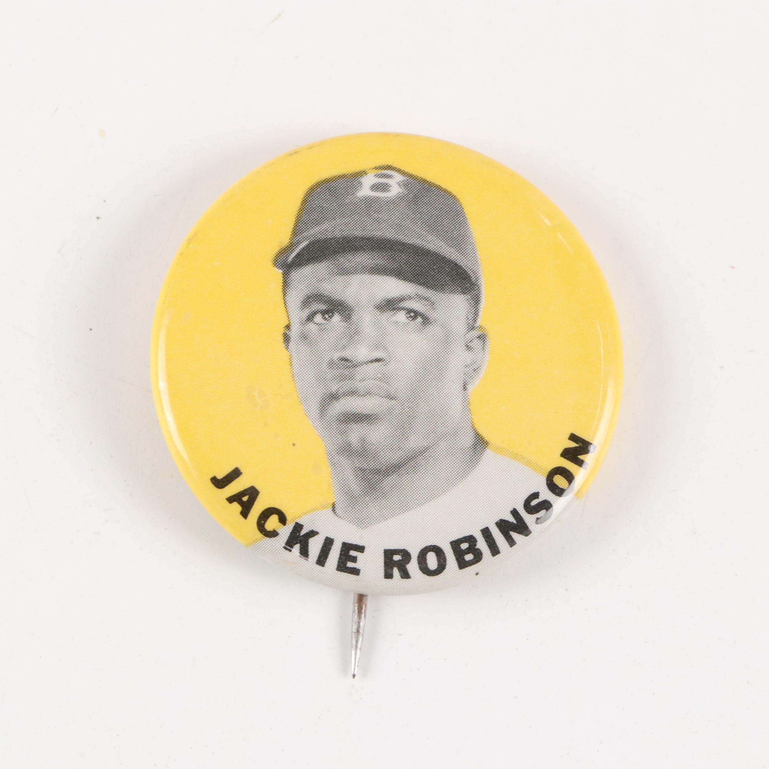 Yogi Berra, Jackie Robinson, and More Baseball Pins, Mid 20th Century