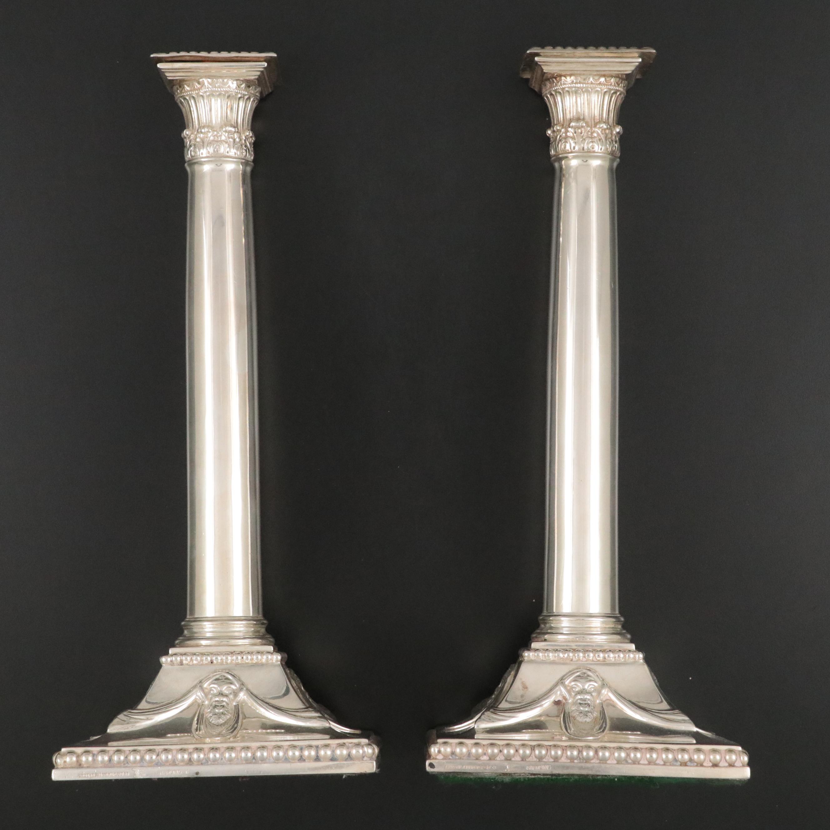 Shreve, Crump & Low Sterling Silver Corinthian Columnate Candlesticks