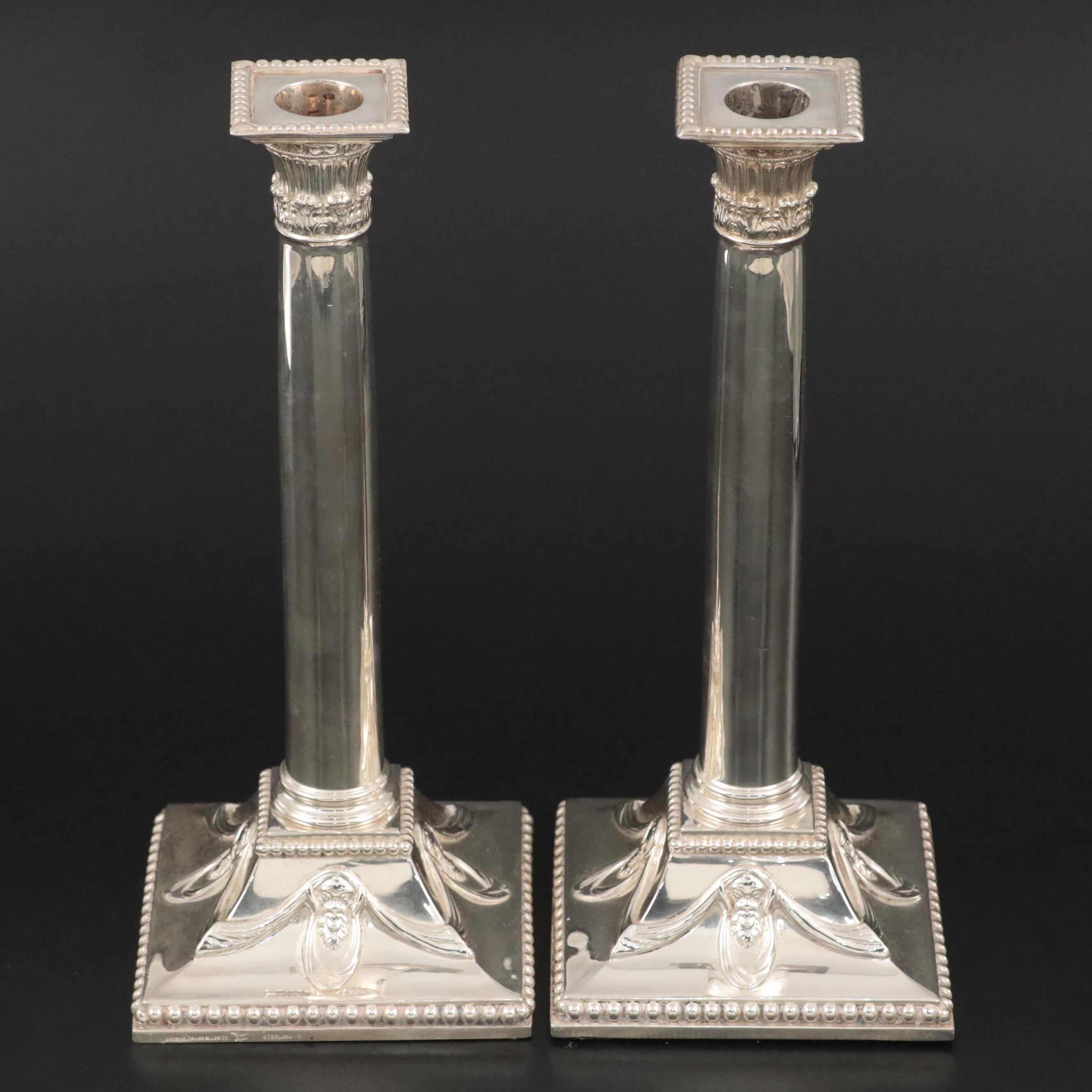 Shreve, Crump & Low Sterling Silver Corinthian Columnate Candlesticks