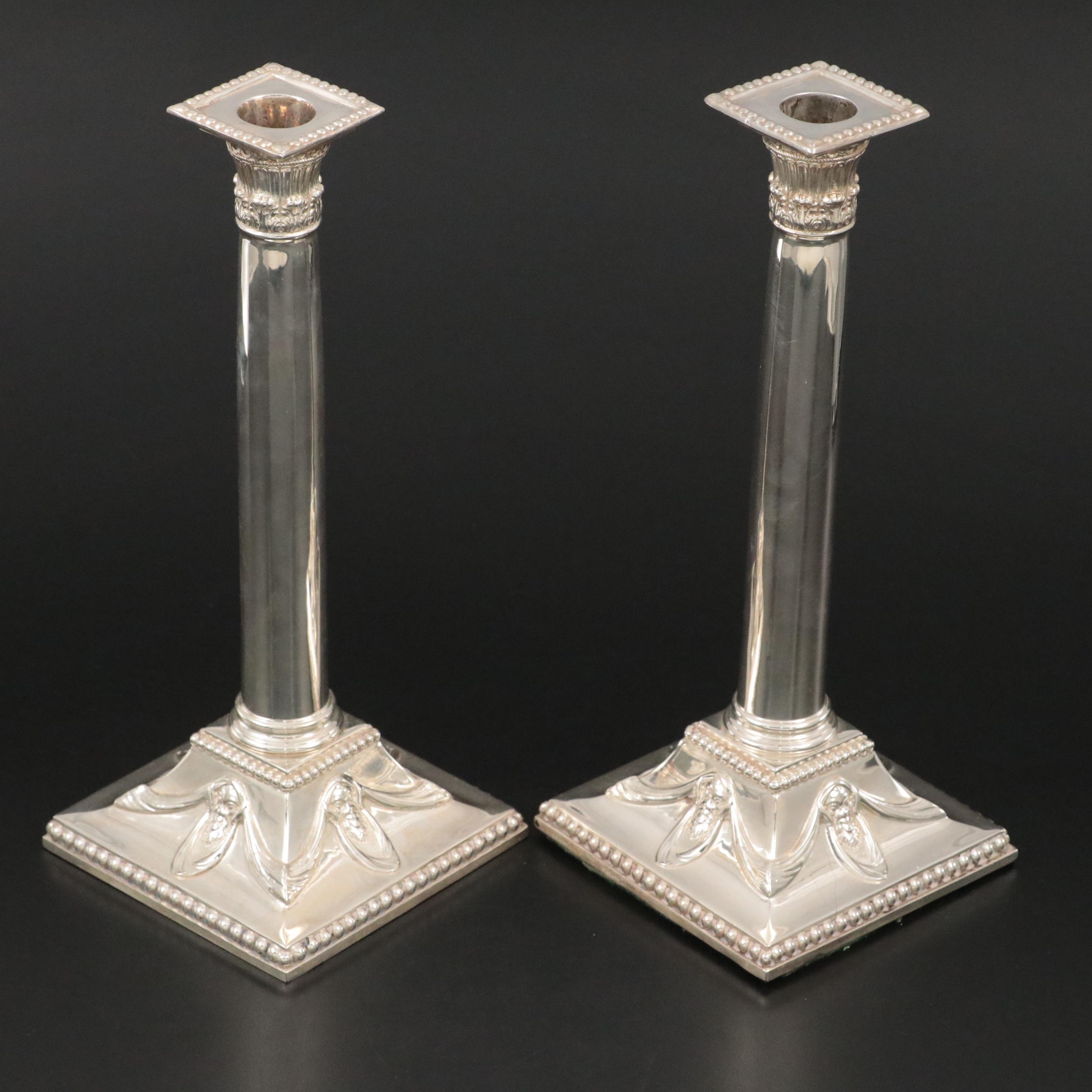 Shreve, Crump & Low Sterling Silver Corinthian Columnate Candlesticks