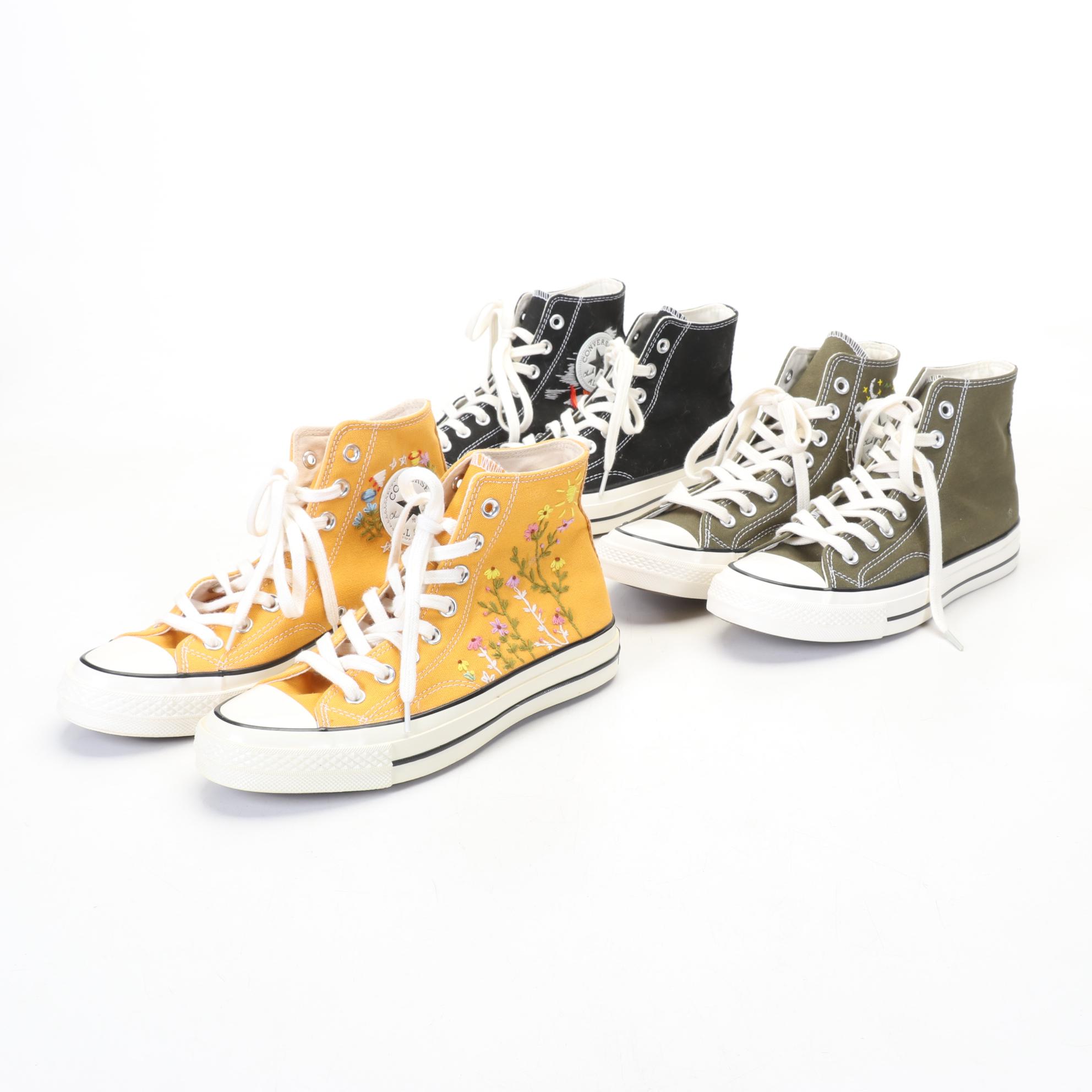 Chuck Taylor Converse Embroidery Embellished High Top Sneakers, 1970s