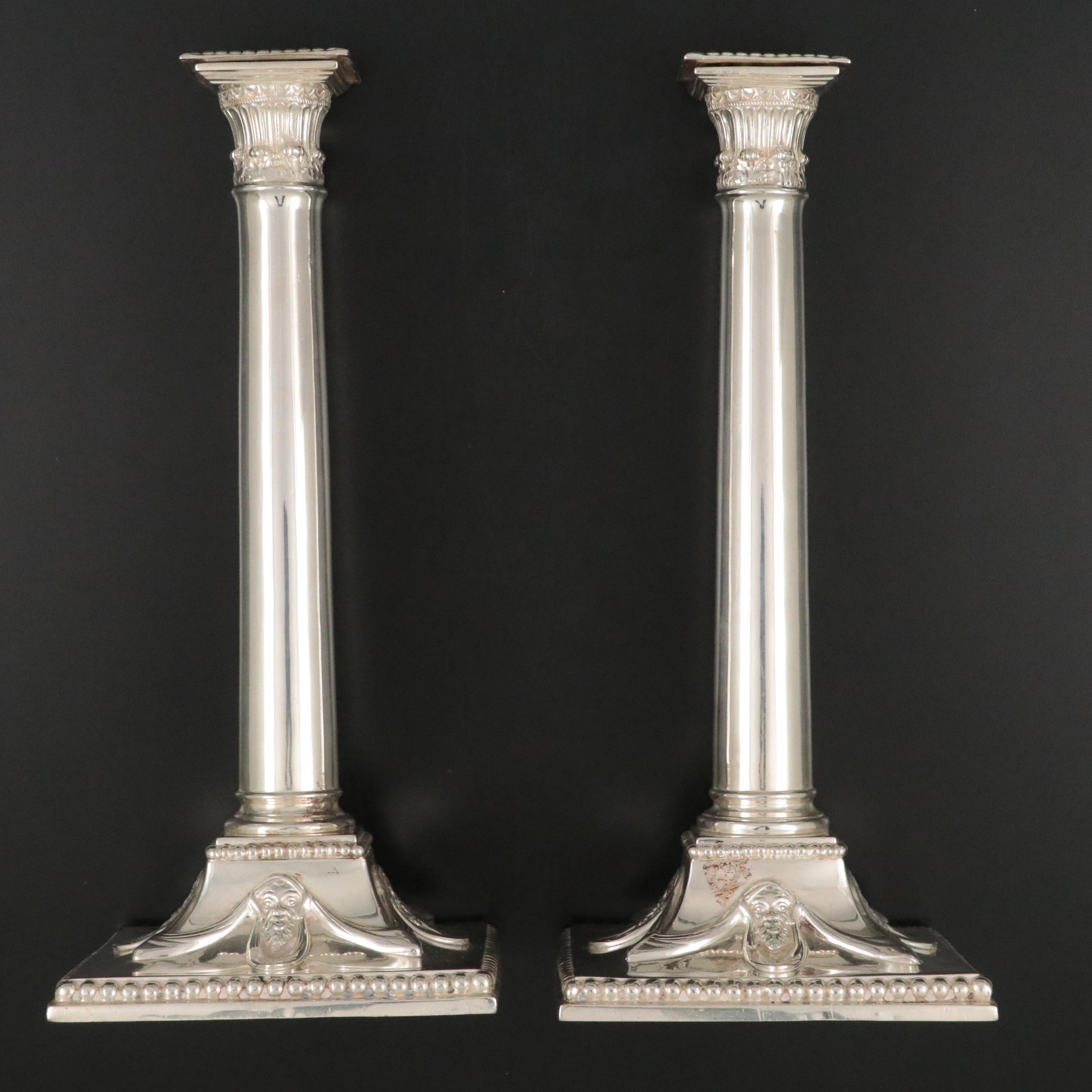 Shreve, Crump & Low Sterling Silver Corinthian Columnate Candlesticks