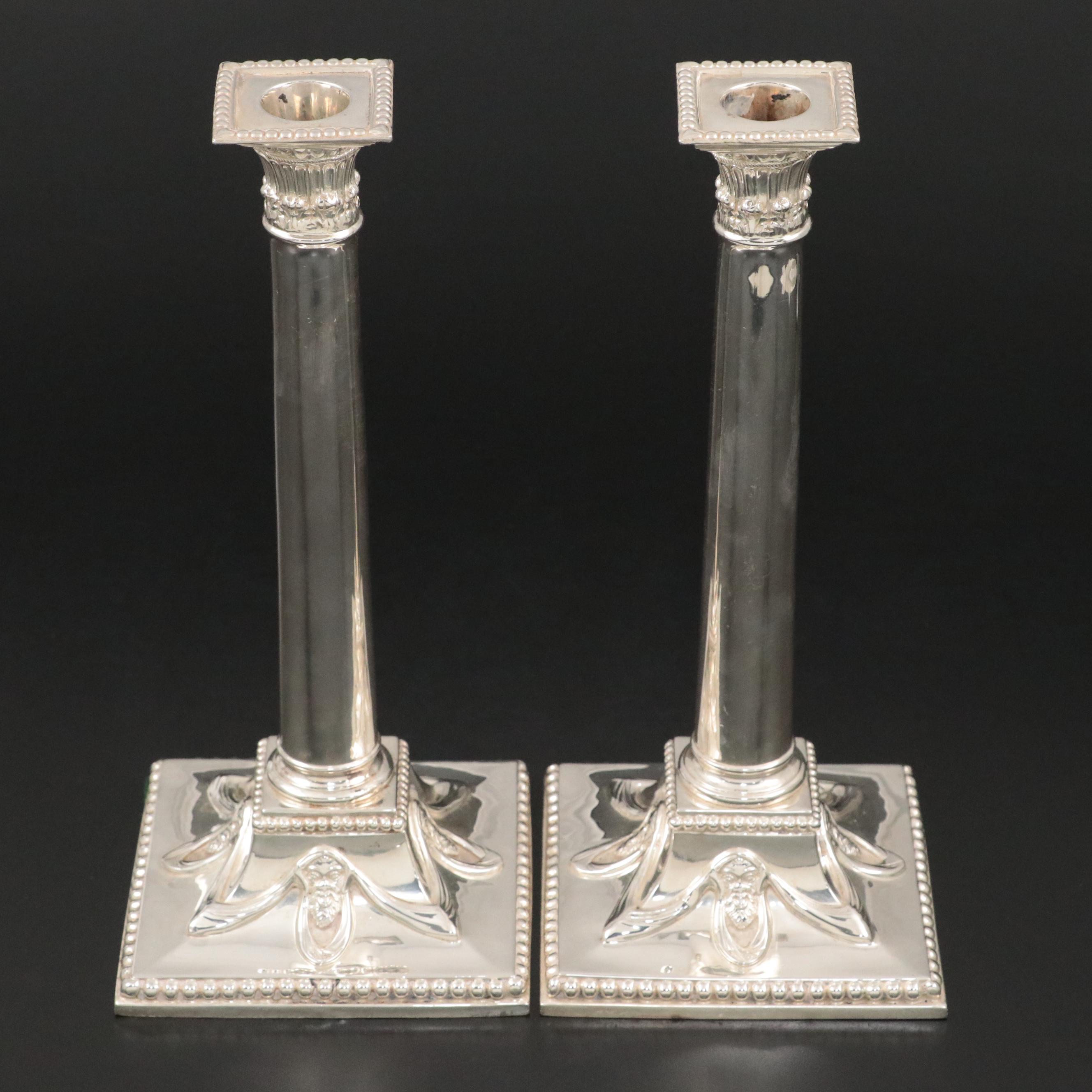 Shreve, Crump & Low Sterling Silver Corinthian Columnate Candlesticks