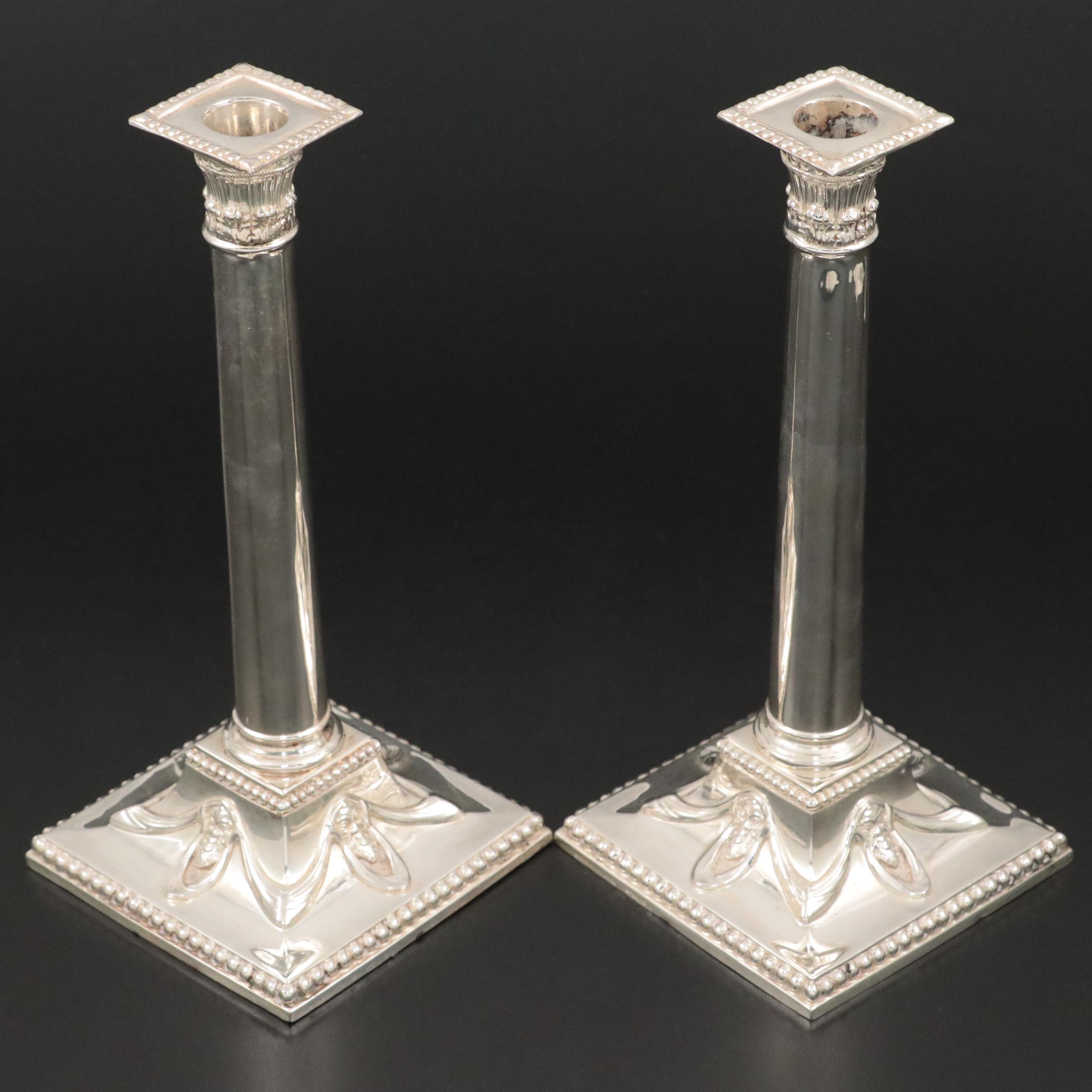 Shreve, Crump & Low Sterling Silver Corinthian Columnate Candlesticks