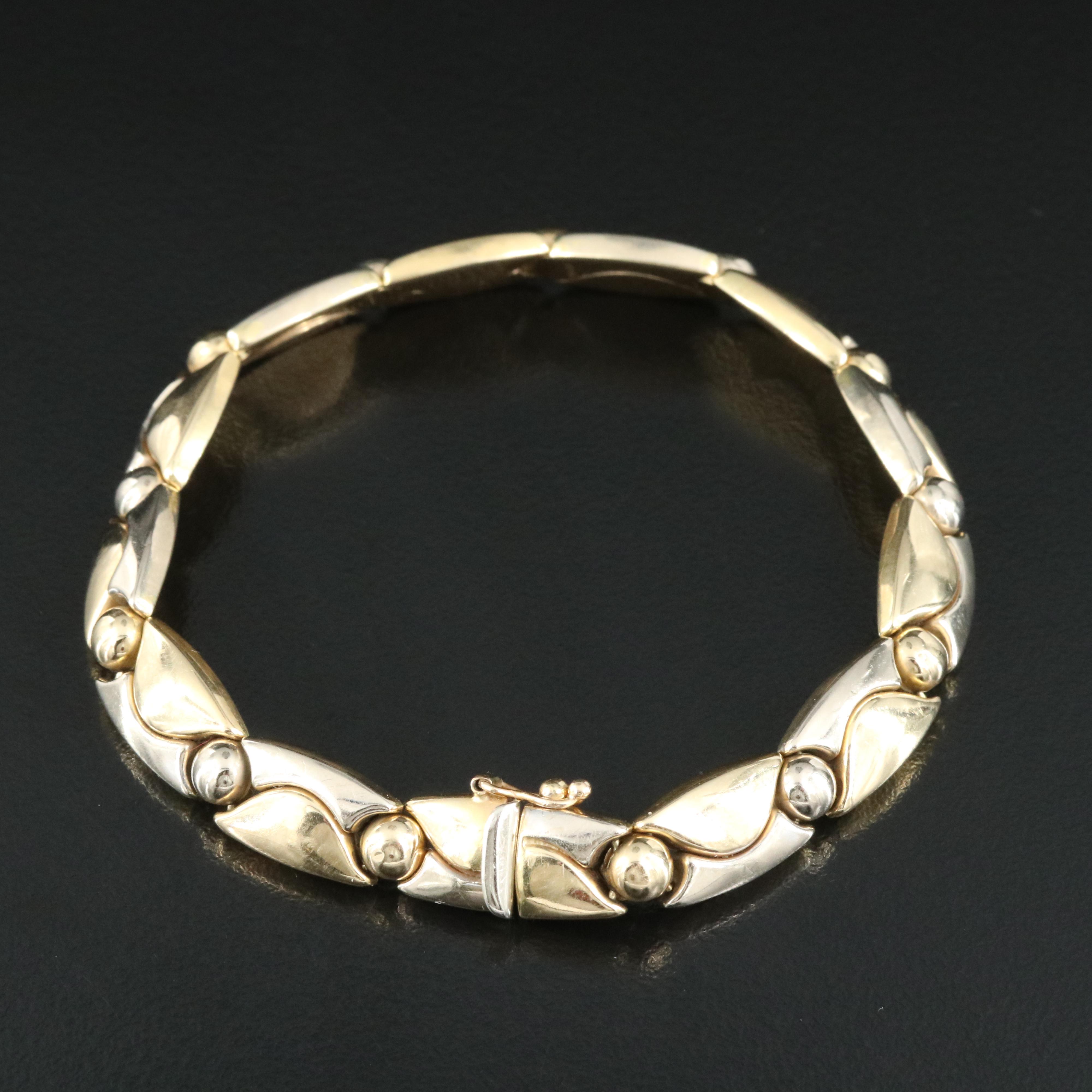 14k Two Tone Gold Bracelet with Polished Cubes main image 0