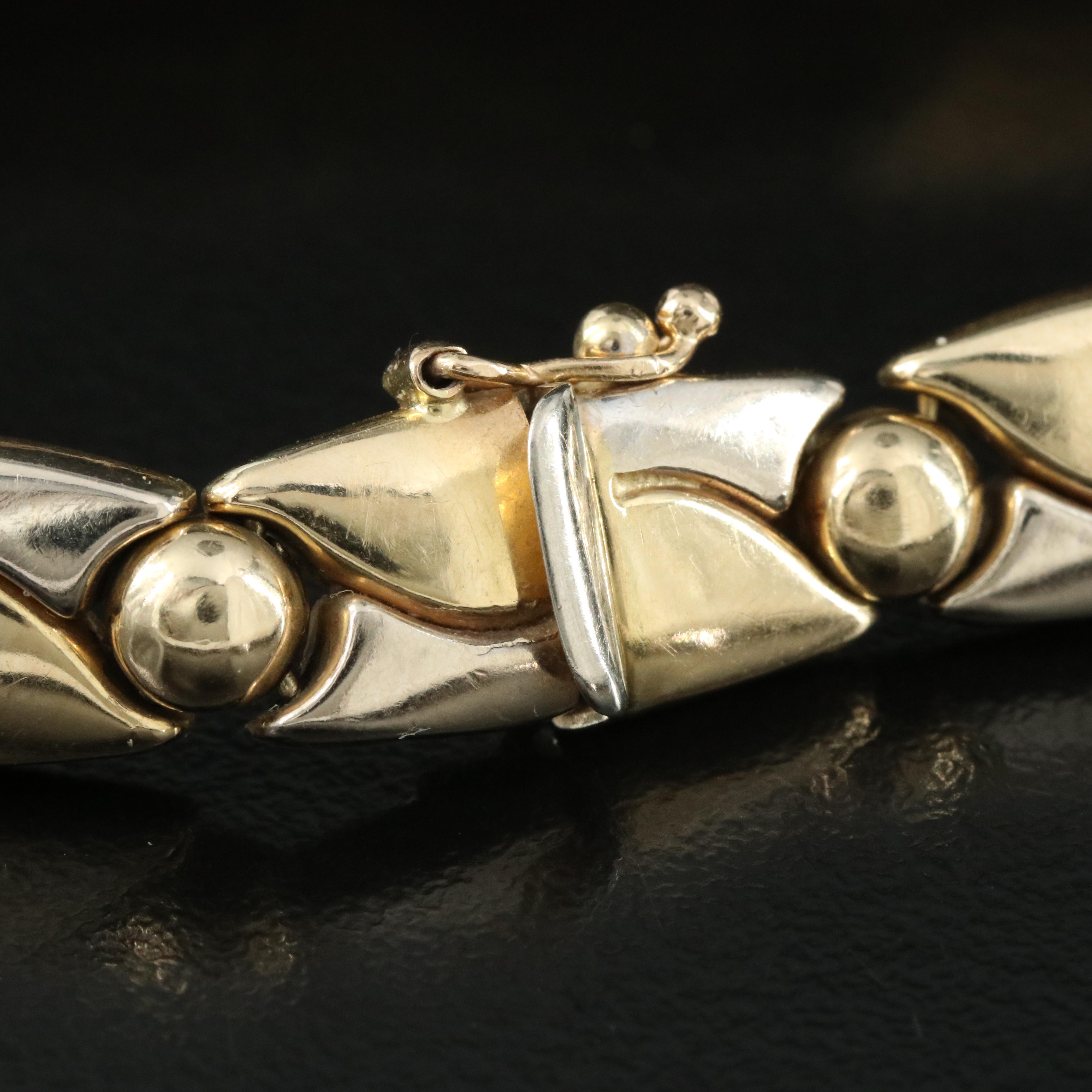 14k Two Tone Gold Bracelet with Polished Cubes main image 1