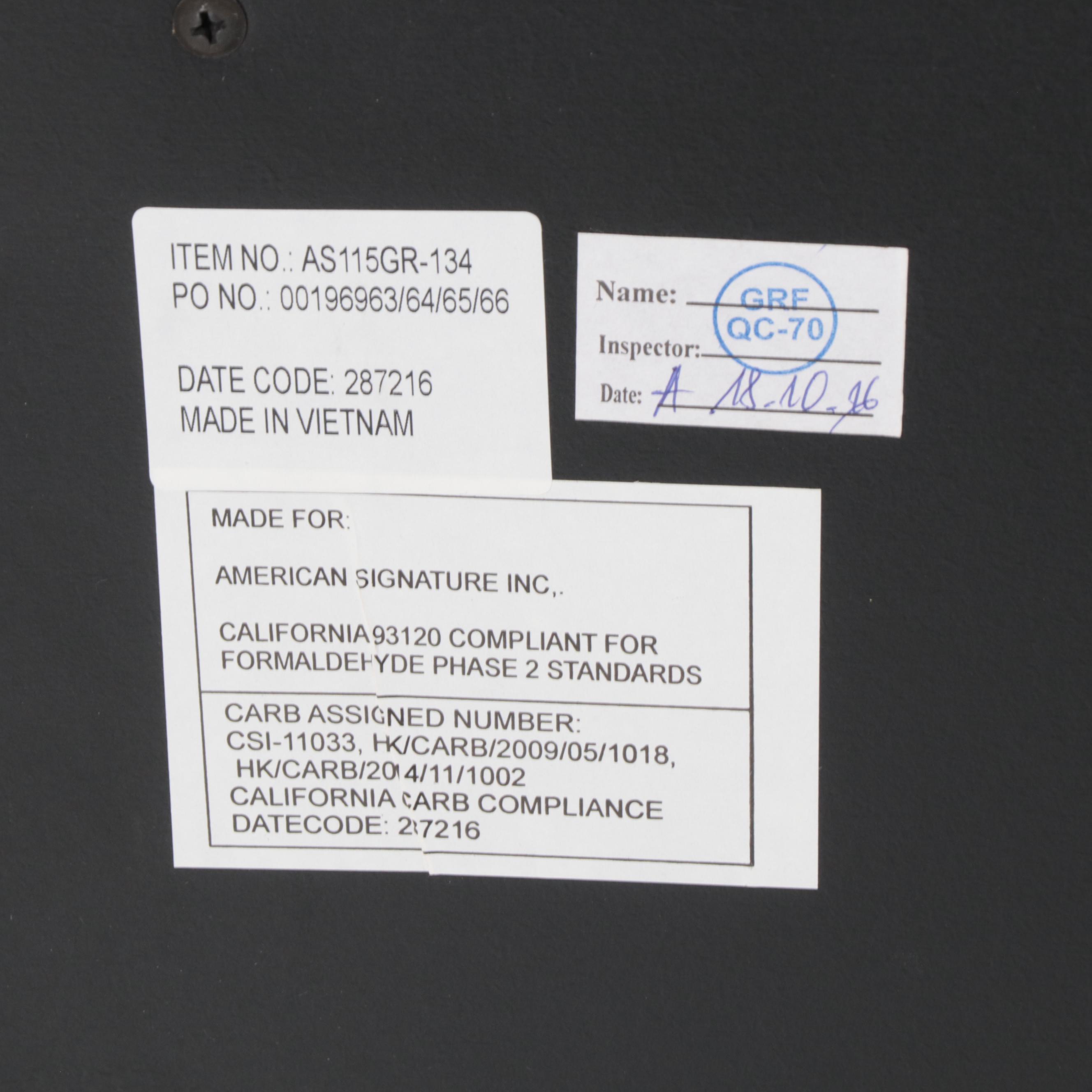 American Signature Black Lacquered Queen Size Bed Frame and Nightstand