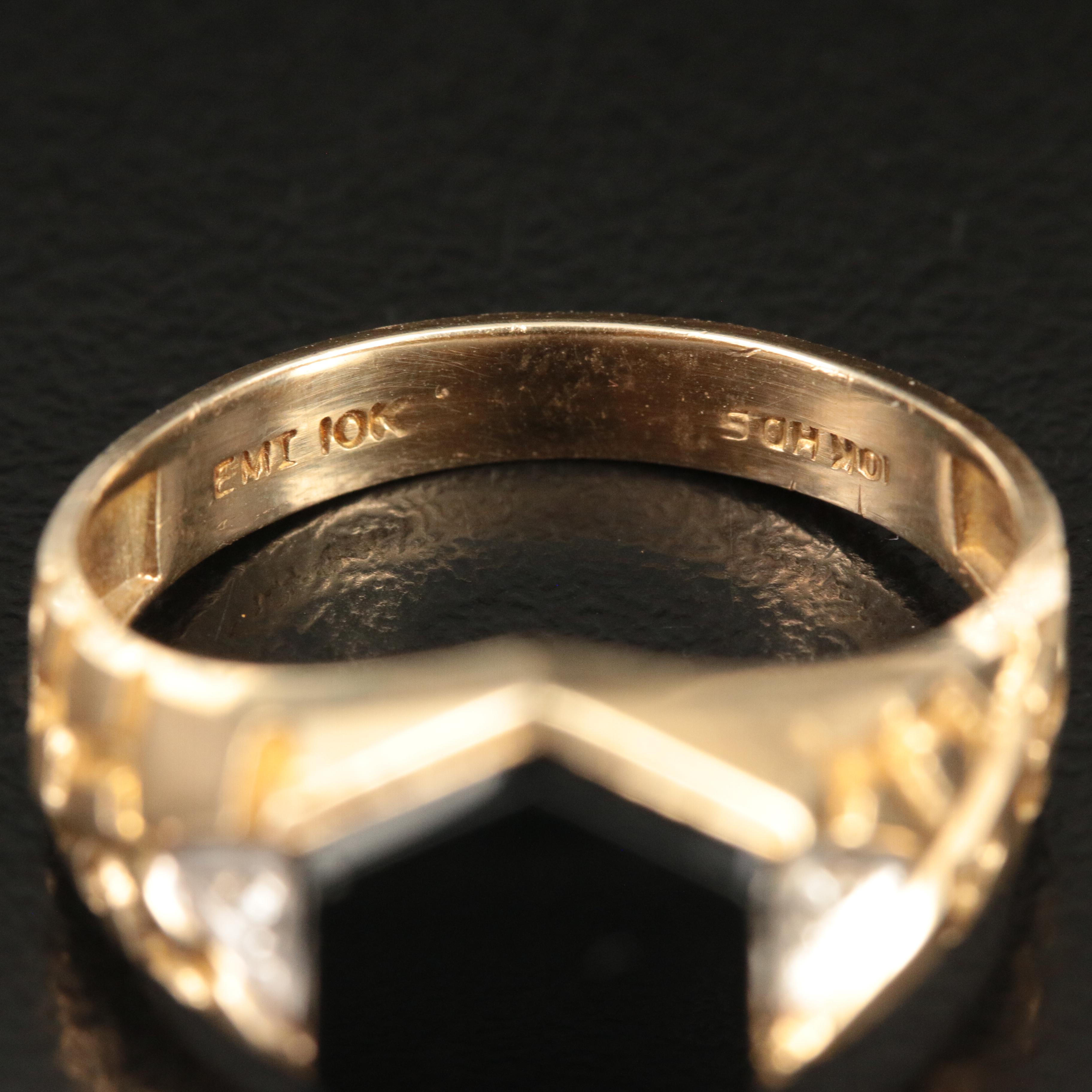 10K Black Onyx Signet Rings Including Diamond Accents