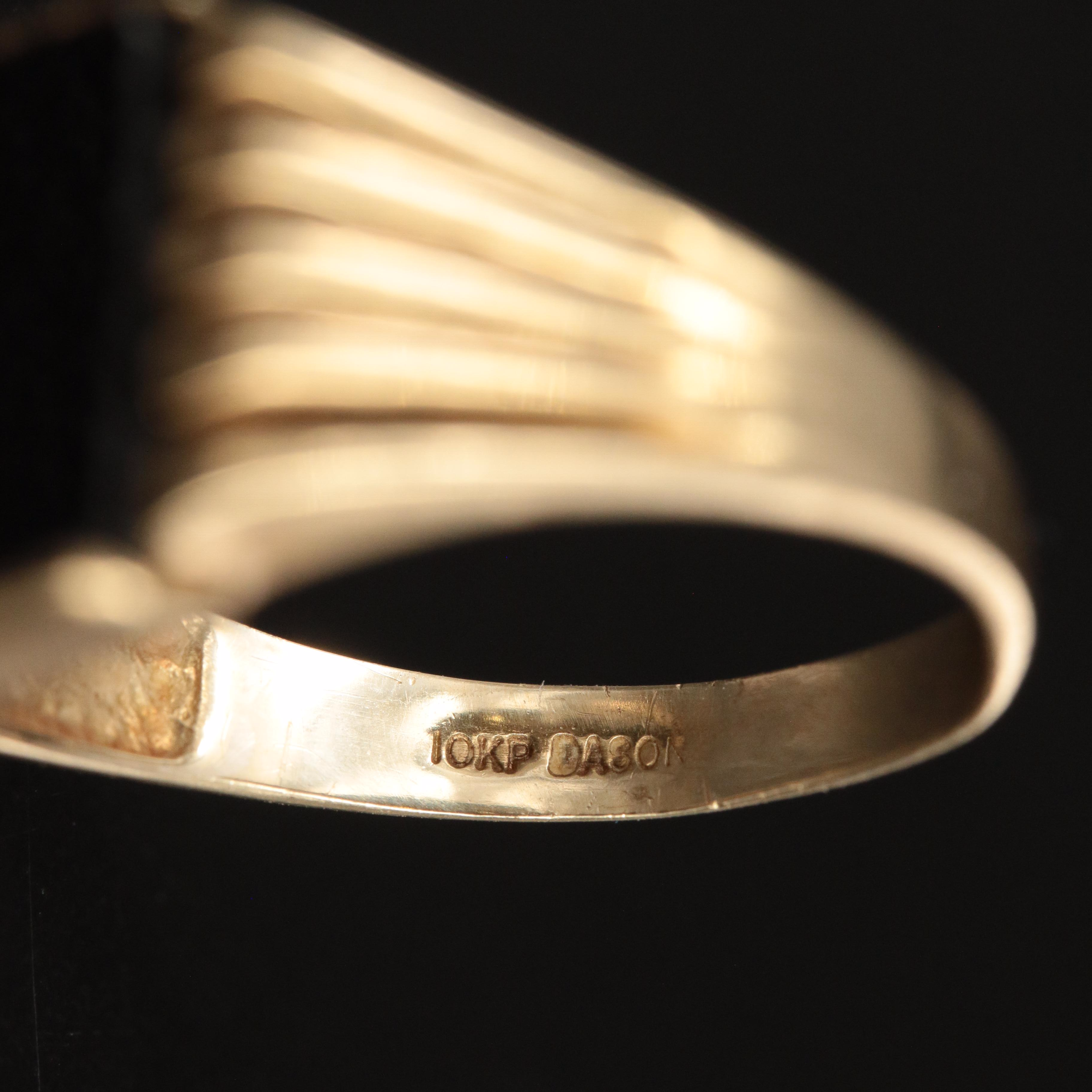 10K Black Onyx Signet Rings Including Diamond Accents