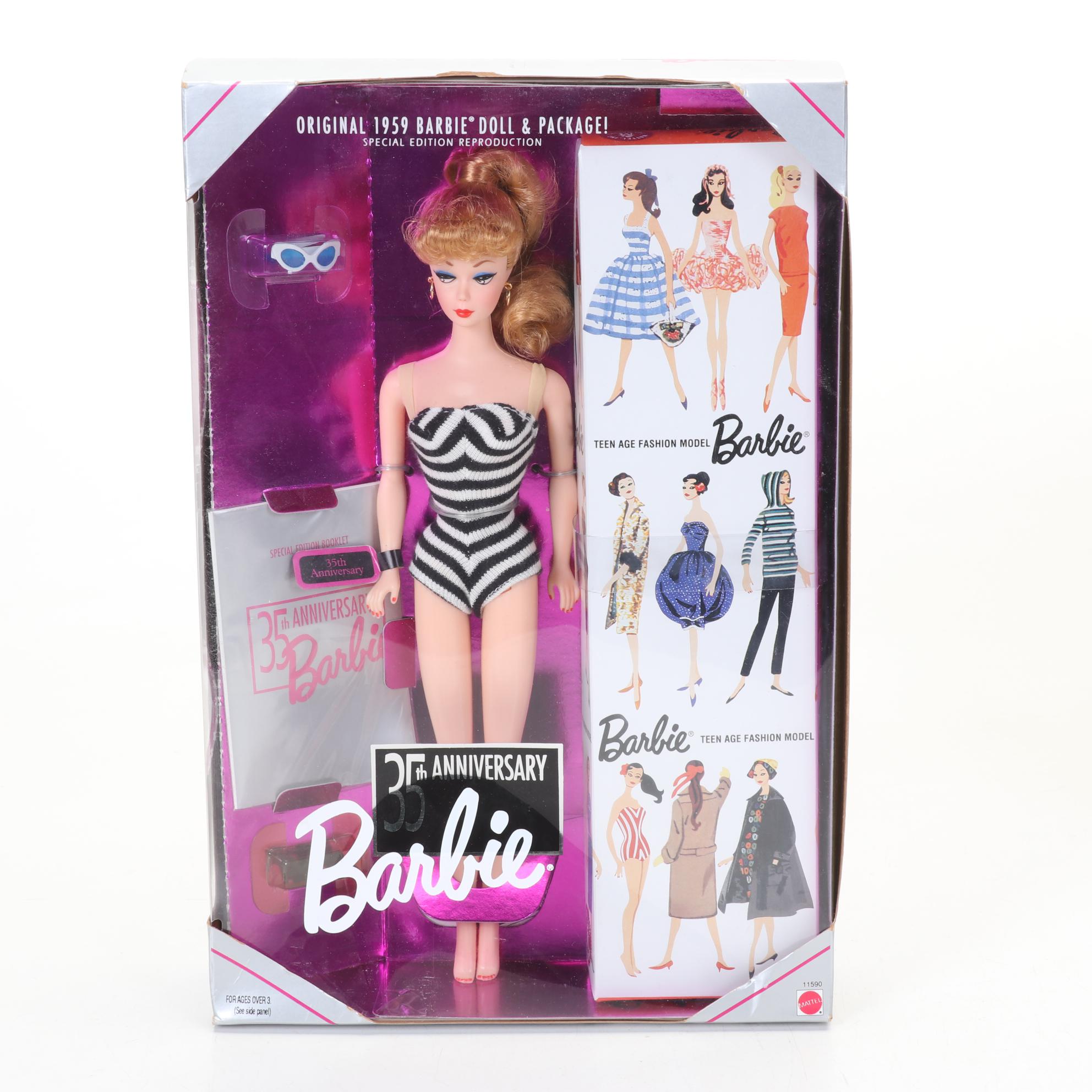 Reproduction Collector's Editions Barbies in Boxes With Accessories, 1990s