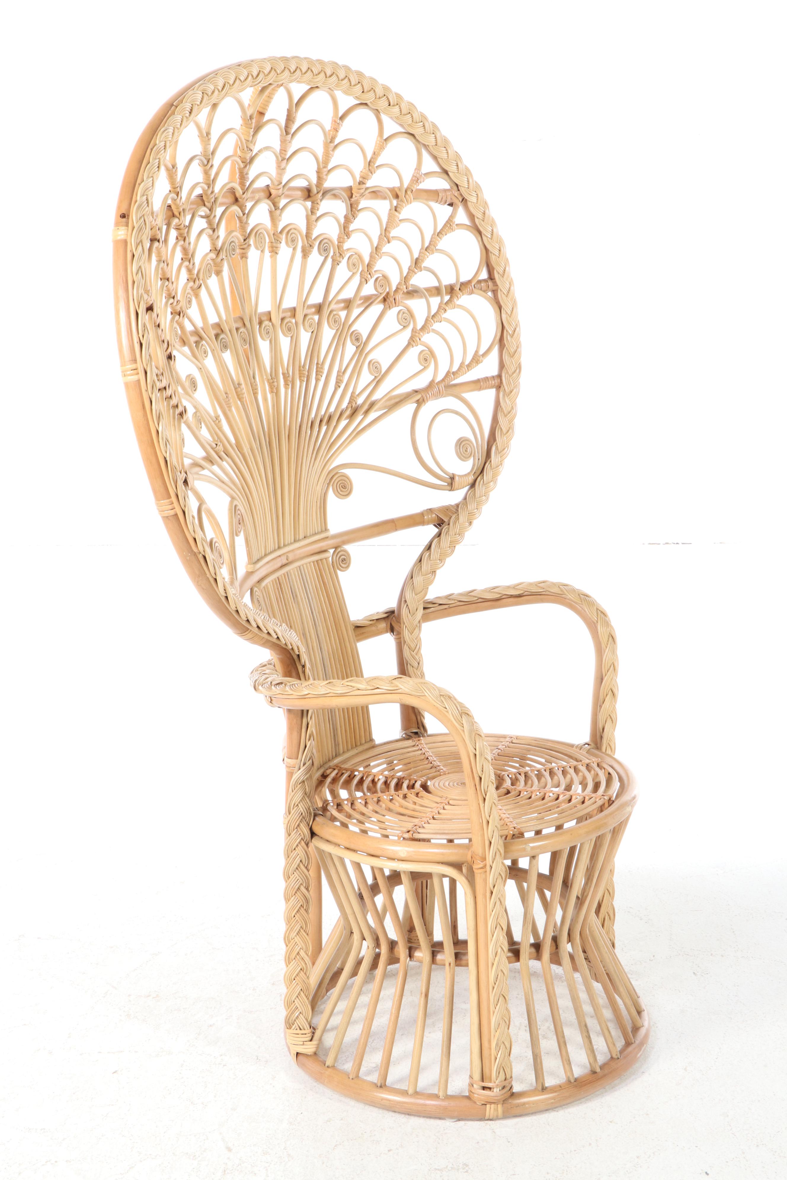 Blue Ocean Traders "Cabana" Rattan and Wicker Peacock Chair