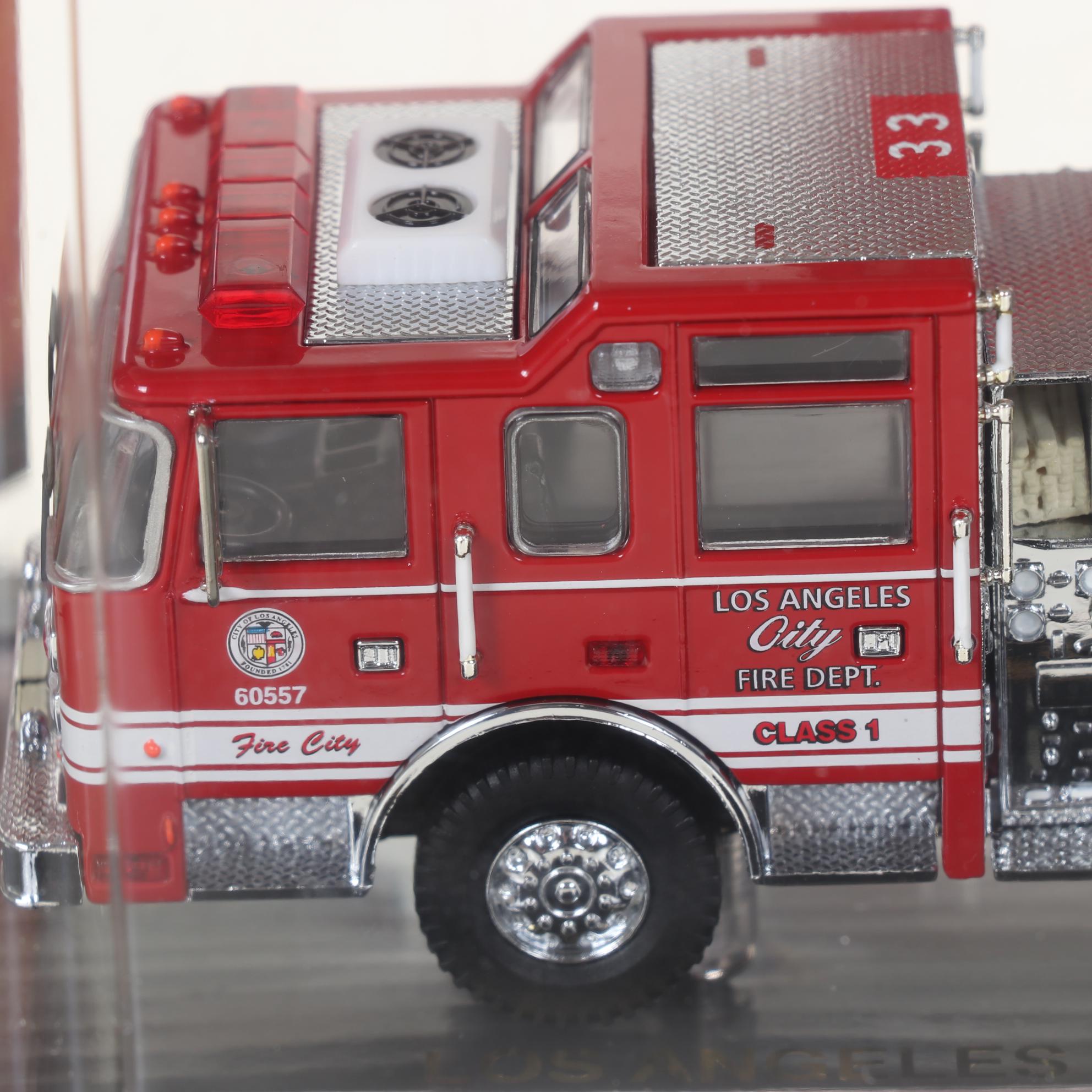Six Code 3 Limited Edition Die Cast 1/64 Scale Fire Trucks, 21st Century