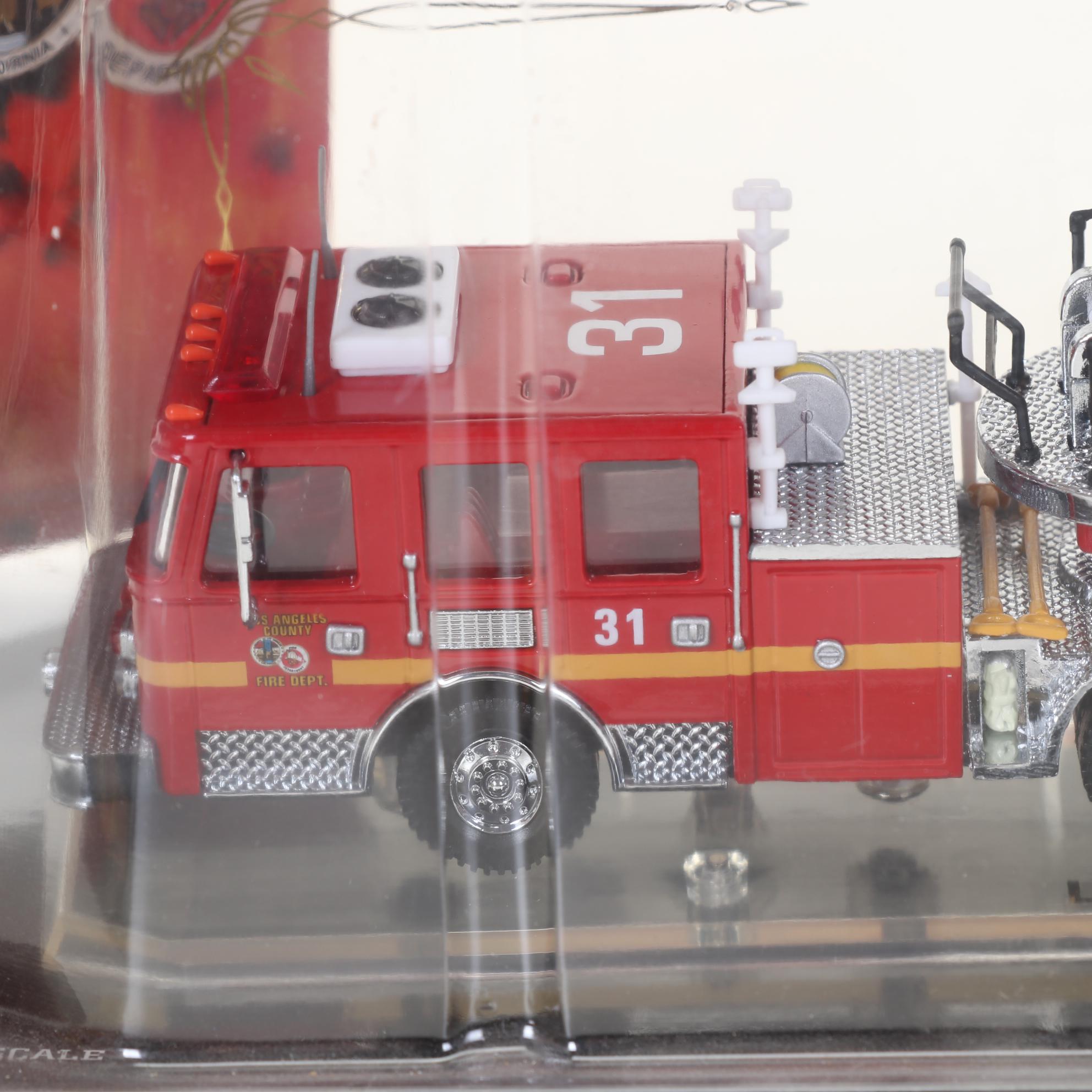 Six Code 3 Limited Edition Die Cast 1/64 Scale Fire Trucks, 21st Century
