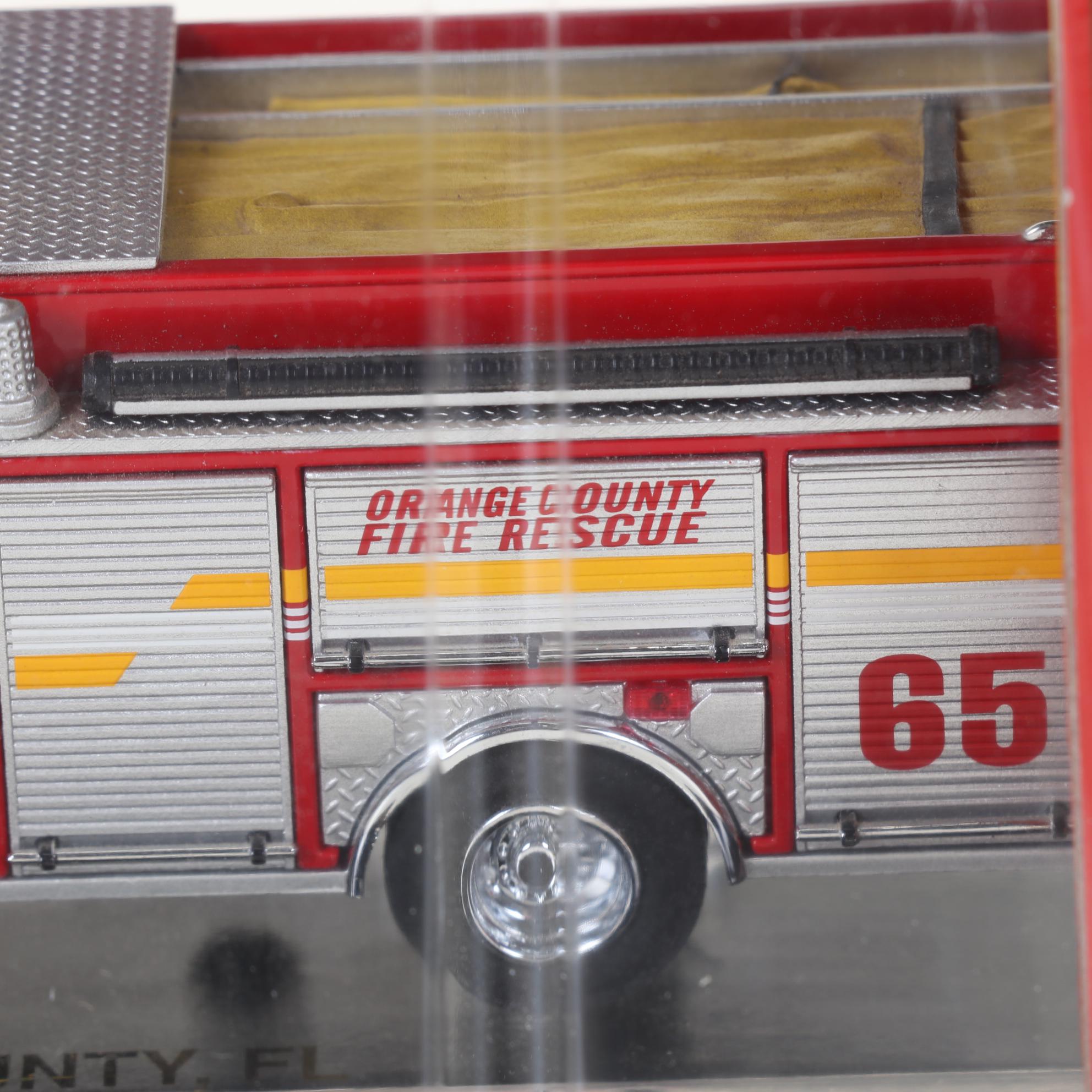 Six Code 3 Limited Edition Die Cast 1/64 Scale Fire Trucks, 21st Century