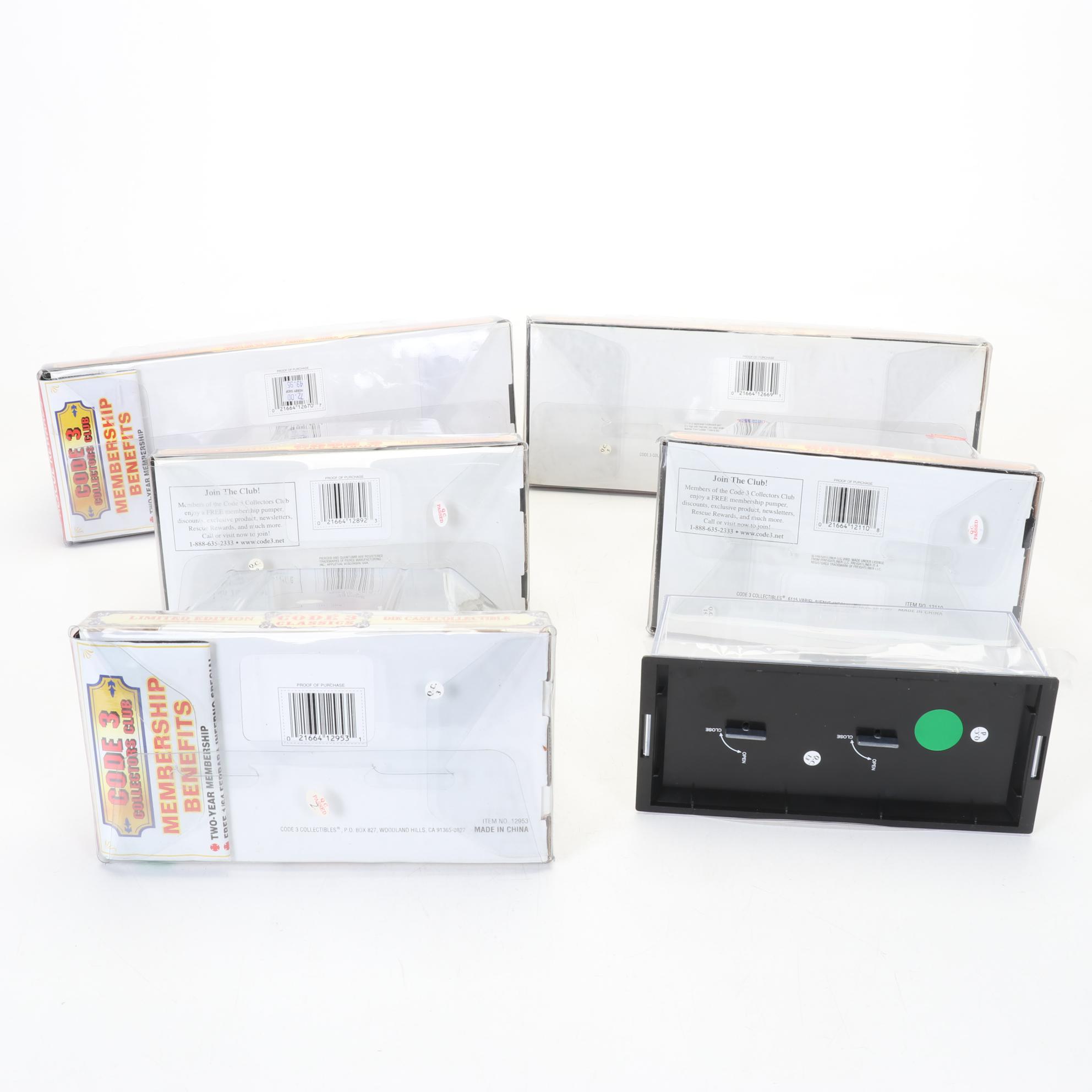 Six Code 3 Limited Edition Die Cast 1/64 Scale Fire Trucks, 21st Century