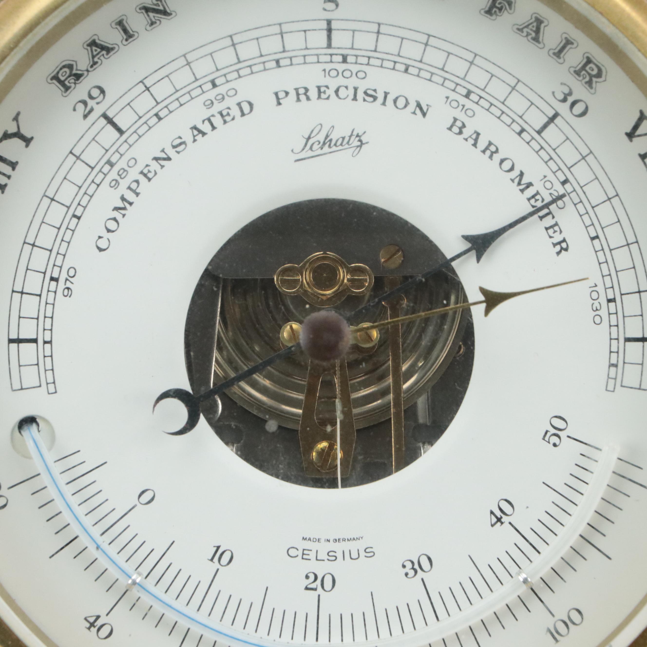 Schatz Brass Wall Mount Combination Thermometer-Barometer