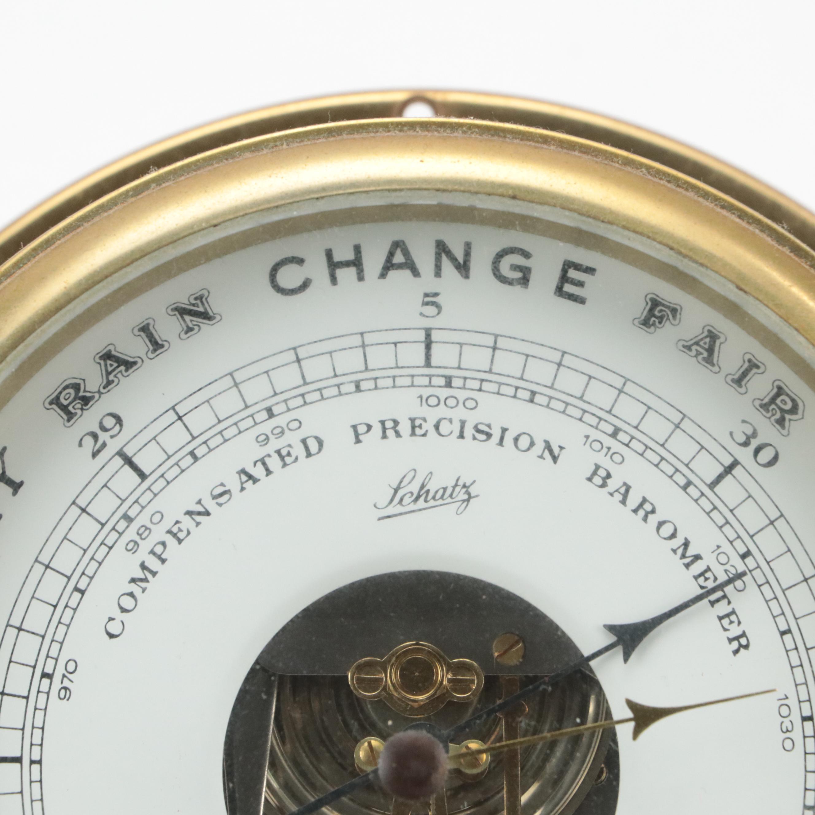 Schatz Brass Wall Mount Combination Thermometer-Barometer