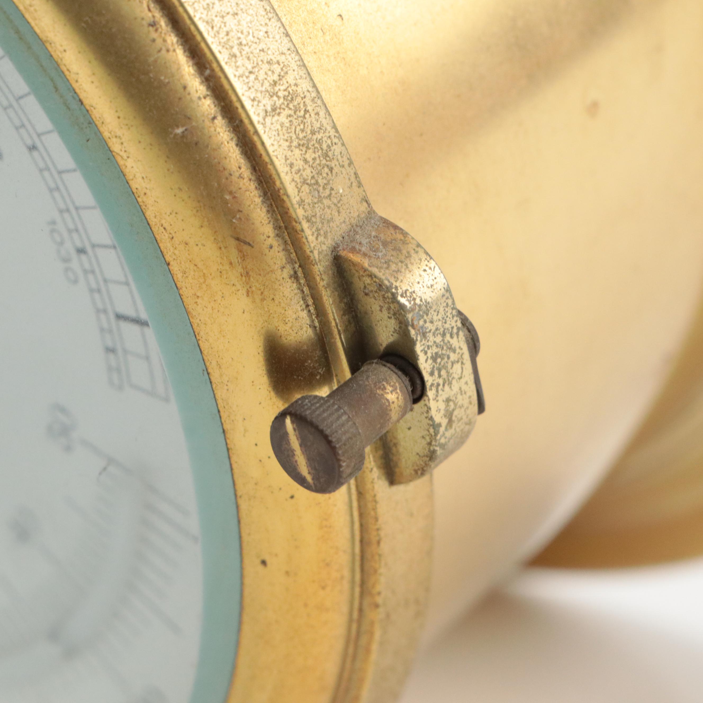 Schatz Brass Wall Mount Combination Thermometer-Barometer