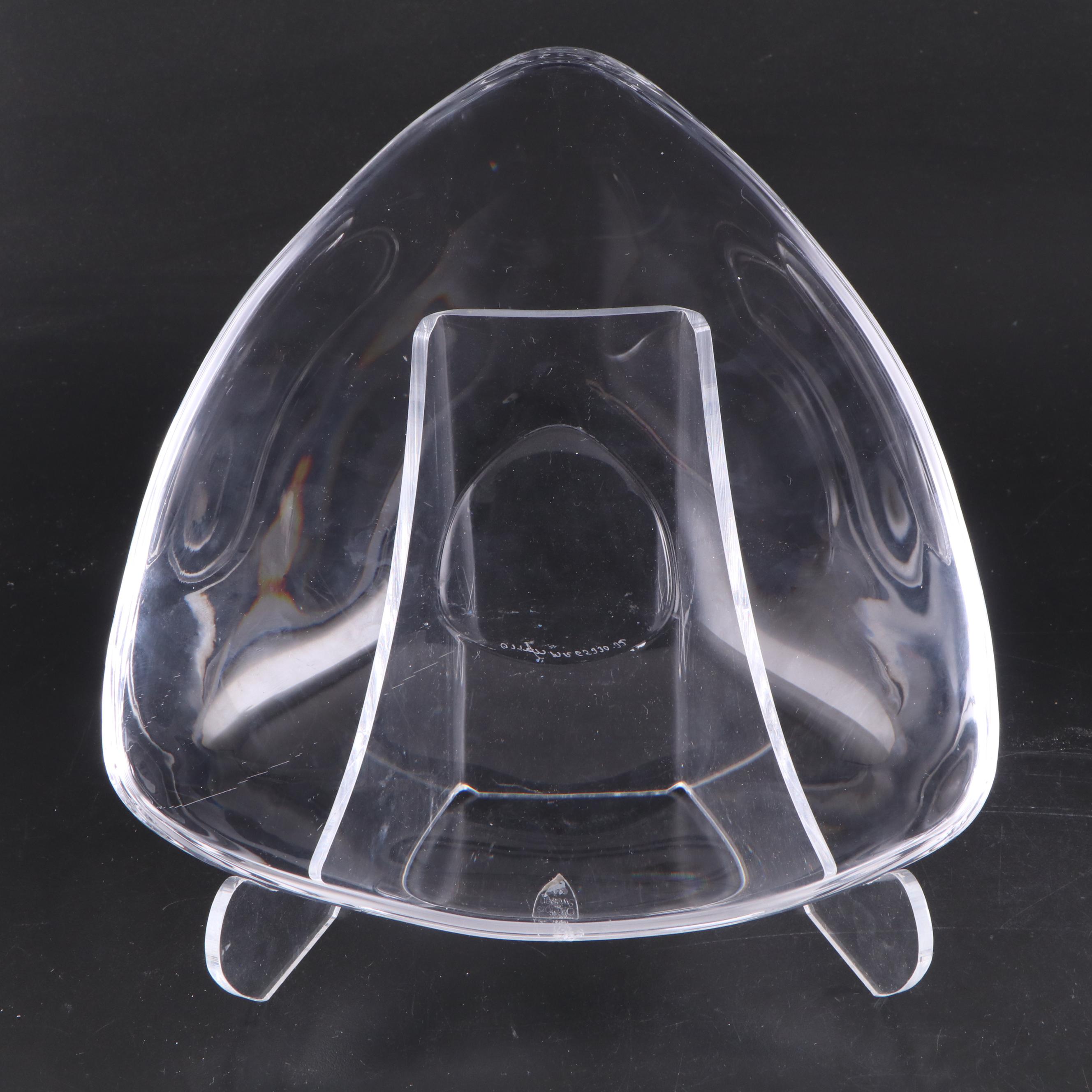 Orrefors Crystal Triangular Bowl or Centerpiece