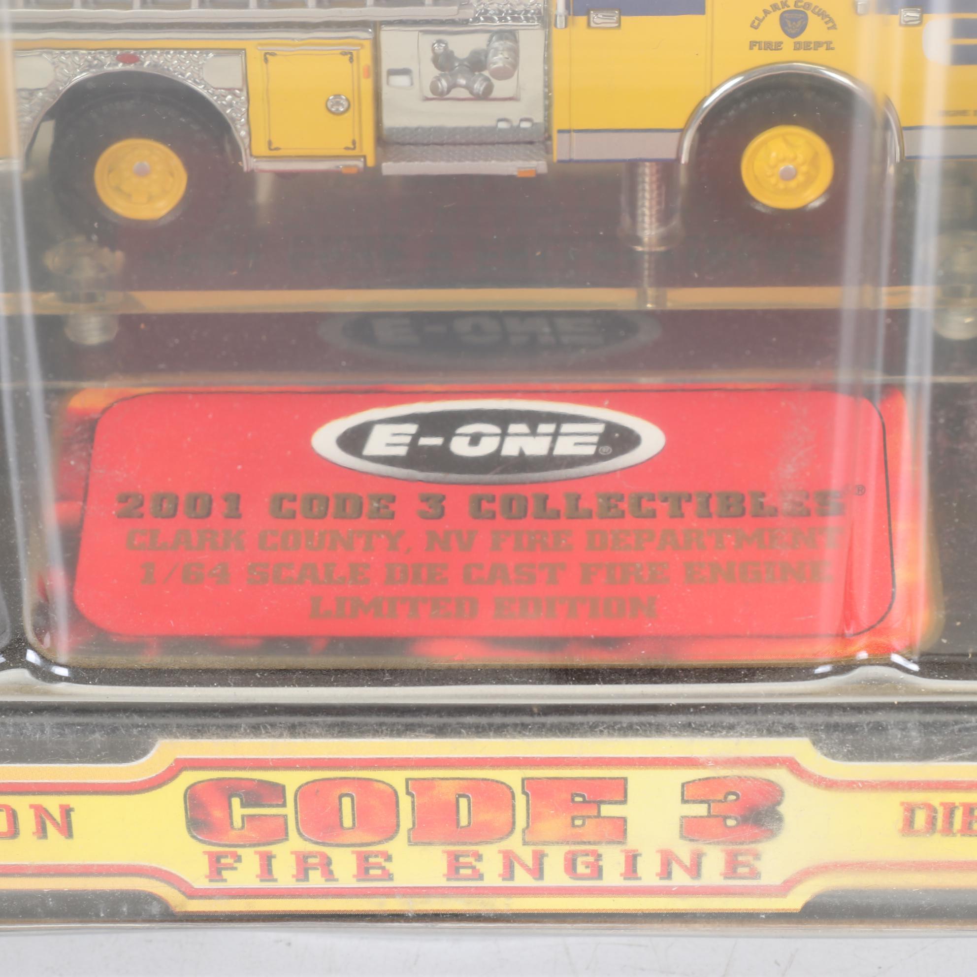 Four Code 3 Limited Edition Die Cast 1/64 Scale Fire Trucks, 21st Century