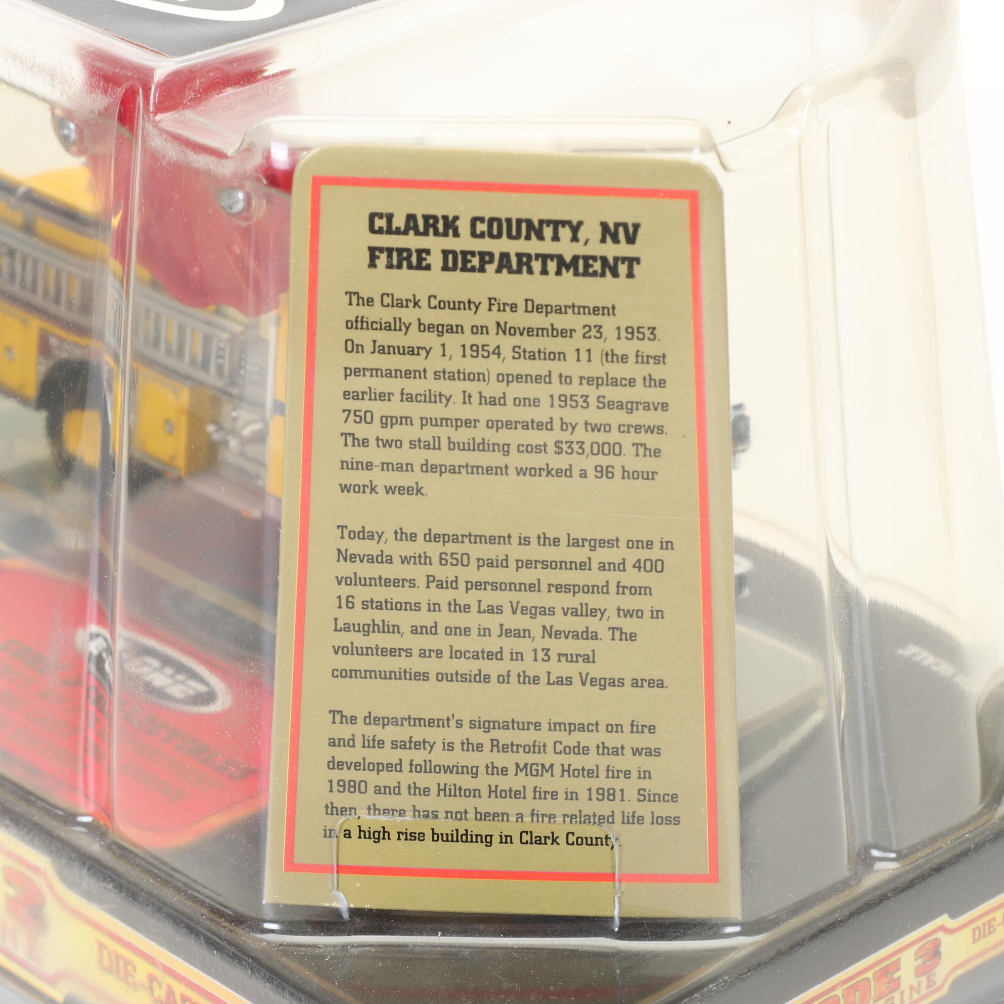 Four Code 3 Limited Edition Die Cast 1/64 Scale Fire Trucks, 21st Century