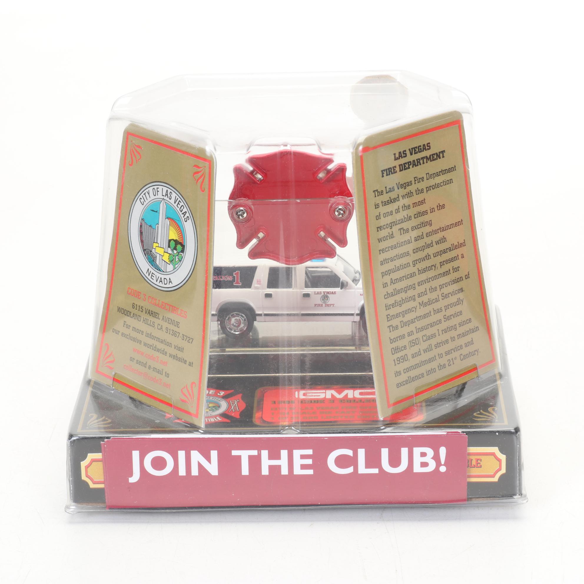 Four Code 3 Limited Edition Die Cast 1/64 Scale Fire Trucks, 21st Century