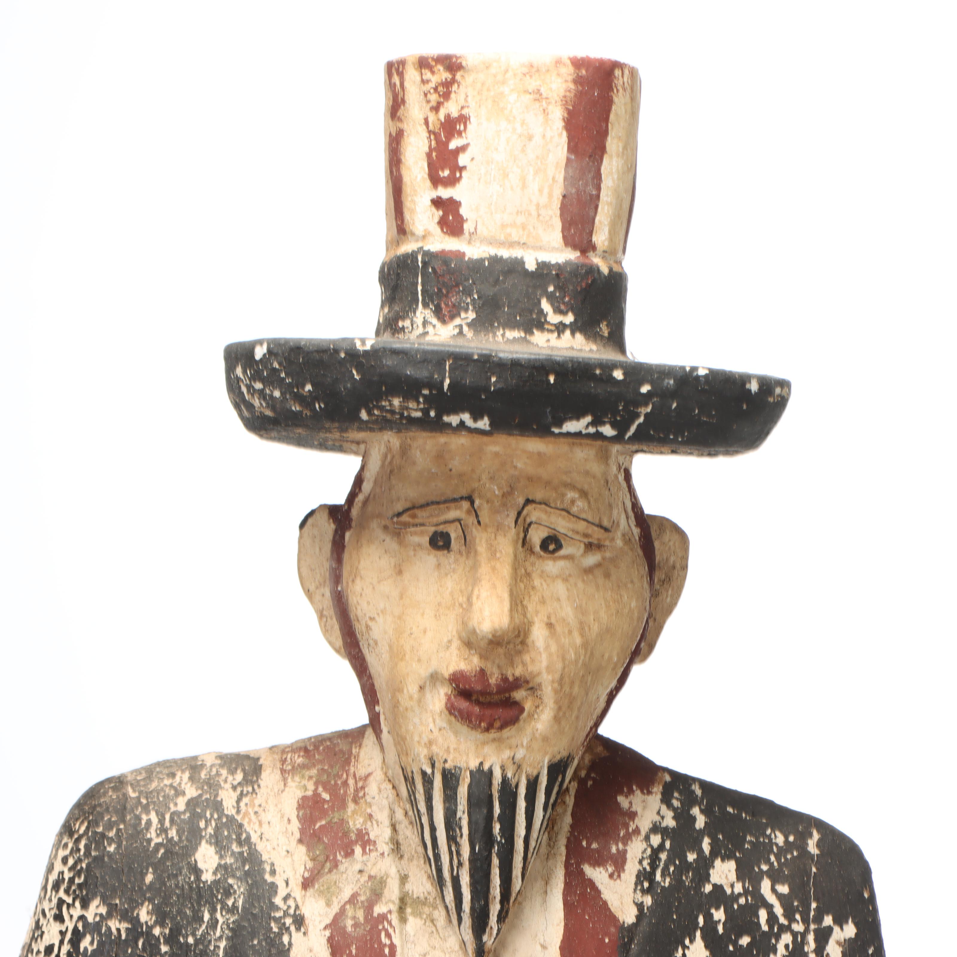 Hand-Carved and Painted Folk Art Uncle Sam