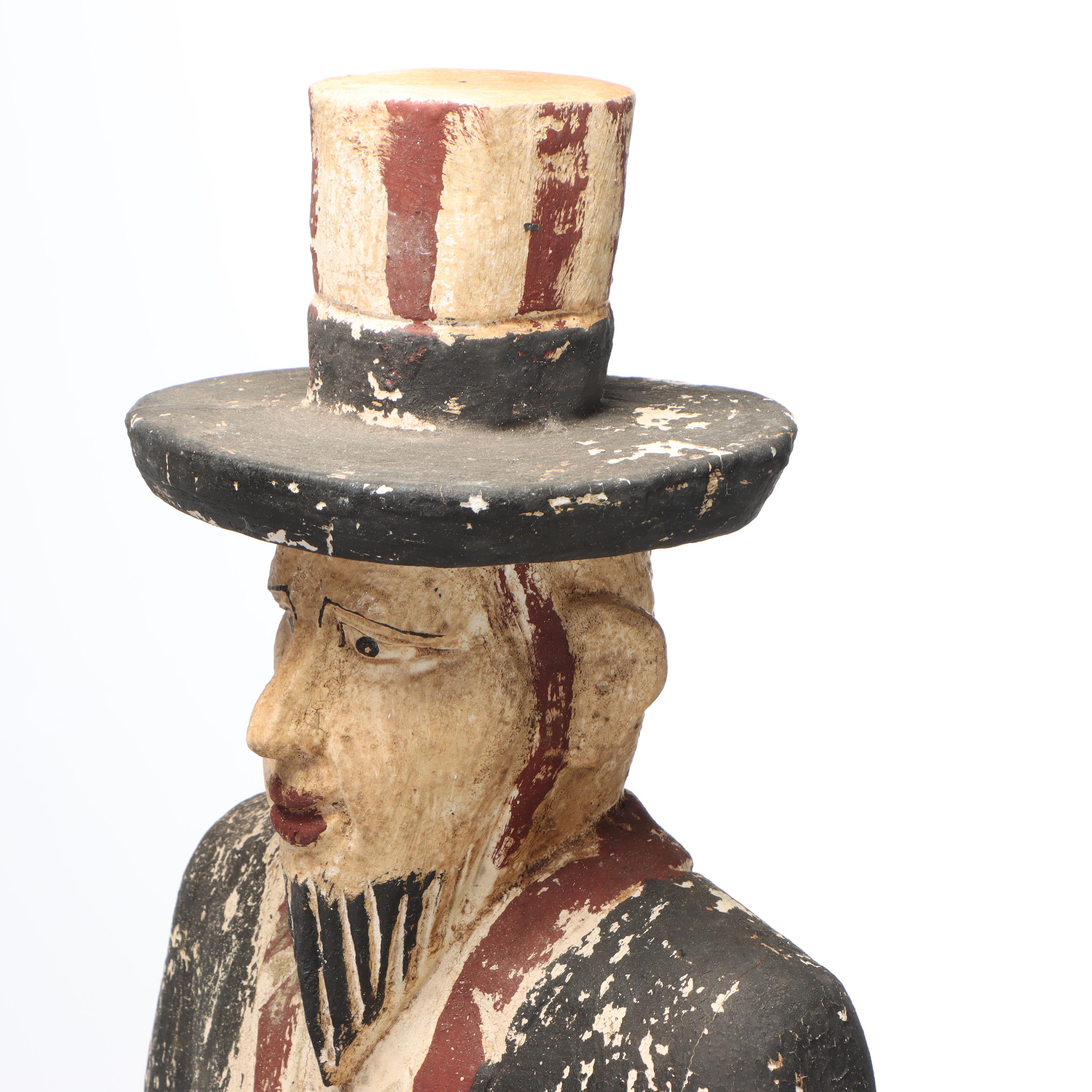 Hand-Carved and Painted Folk Art Uncle Sam