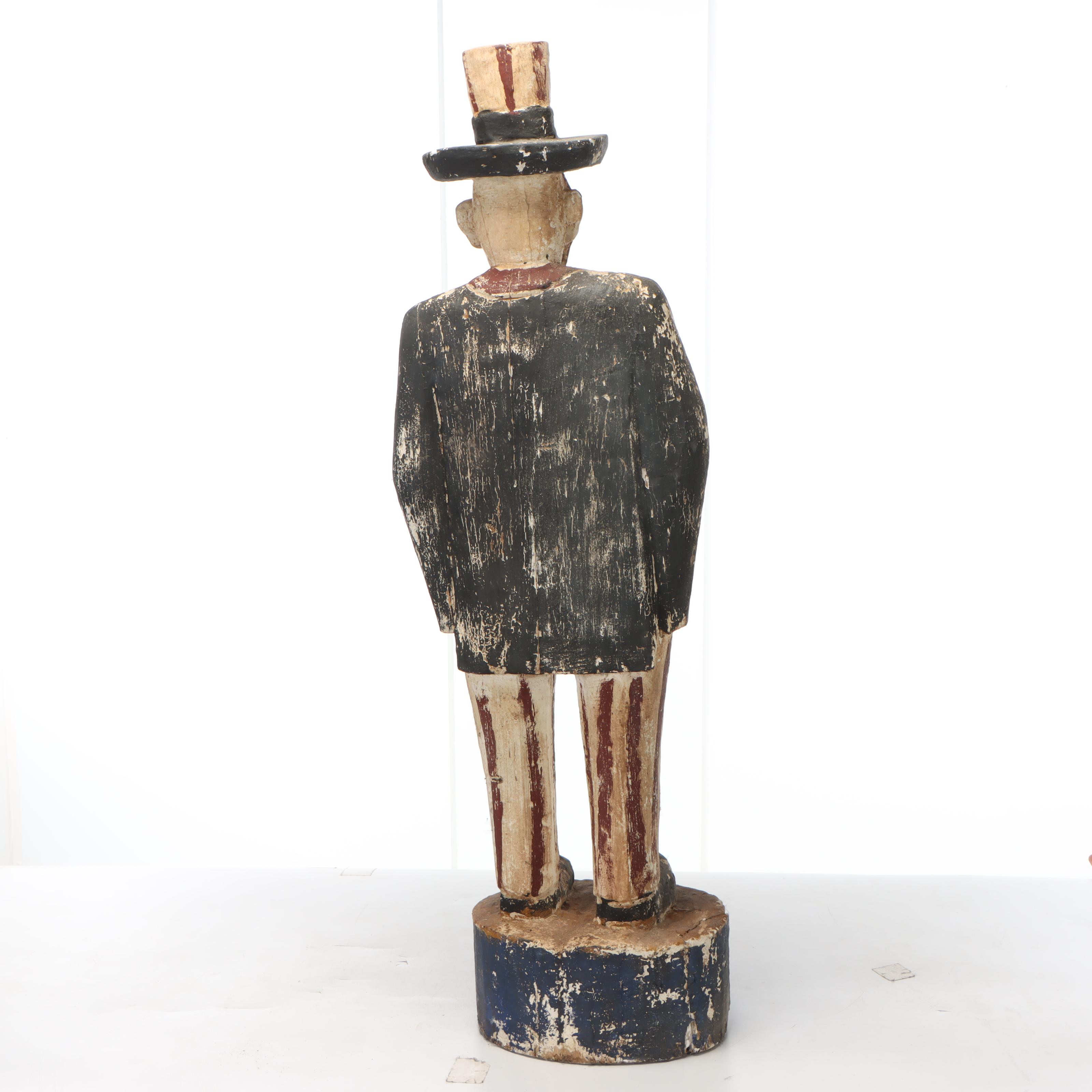 Hand-Carved and Painted Folk Art Uncle Sam
